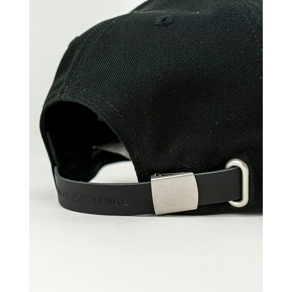 Armani Exchange Black Cotton Cap for Elevated Style