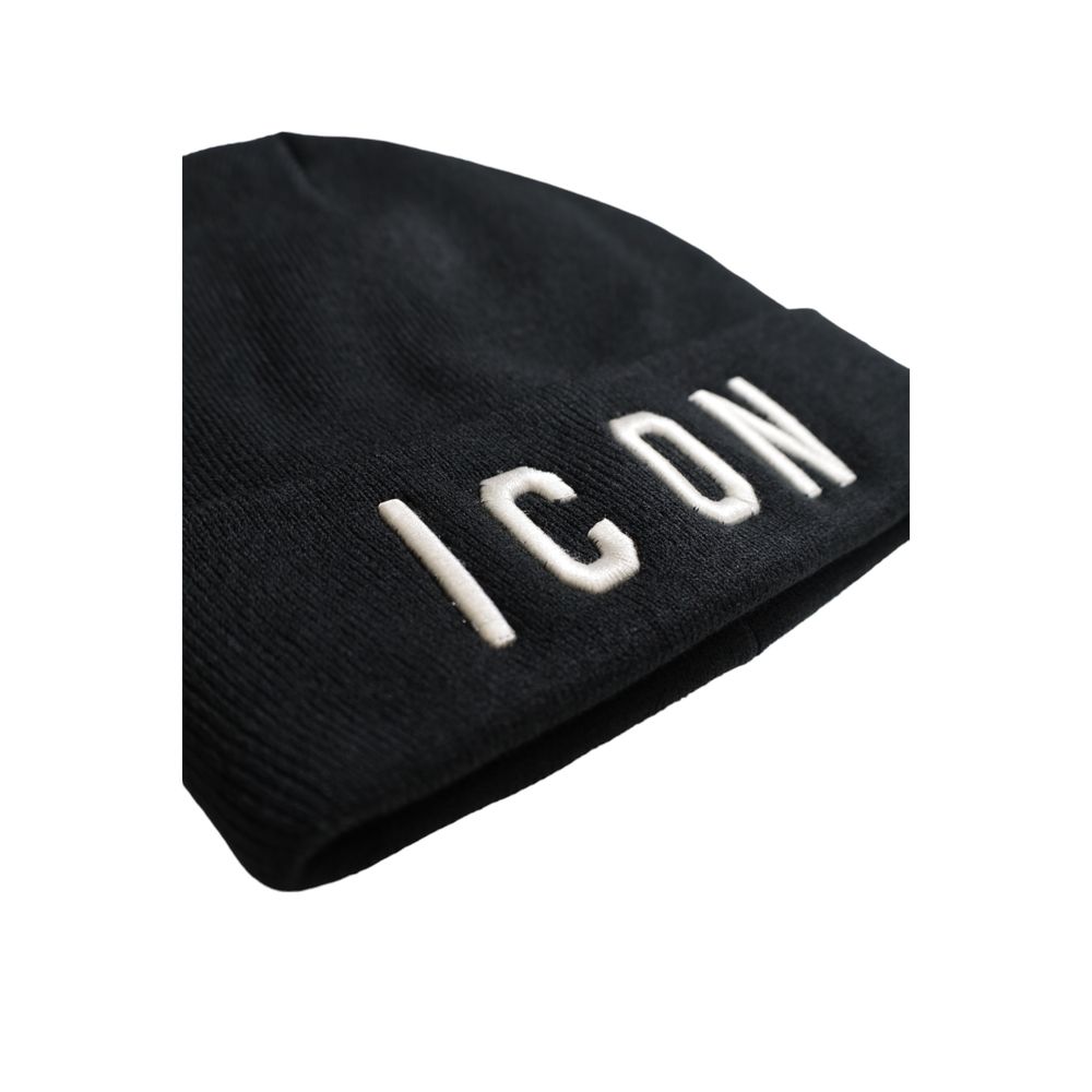 Icon Black Acrylic Beanie Hat for Elevated Style