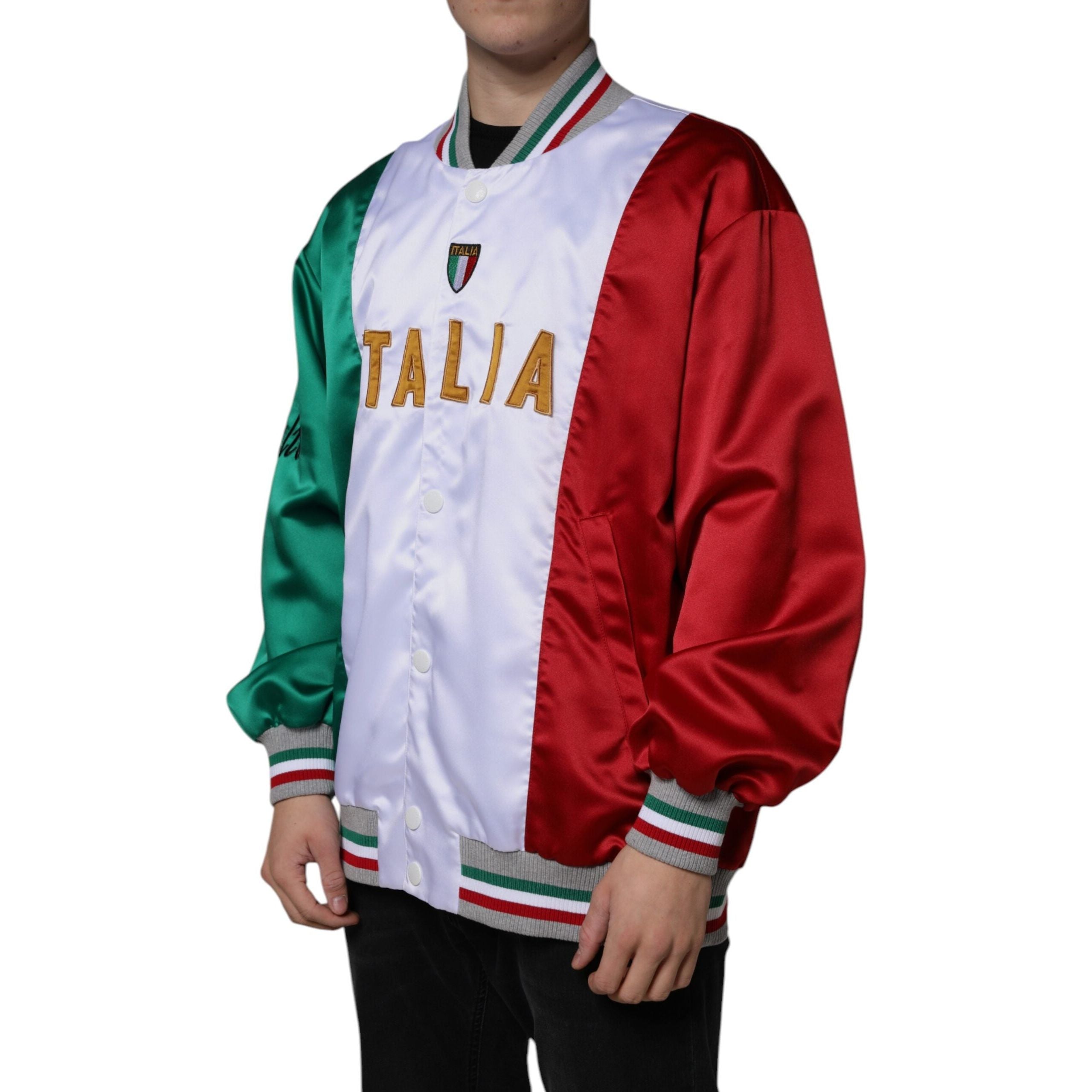 Dolce & Gabbana Multicolor Cotton Italia Button Down Bomber Jacket