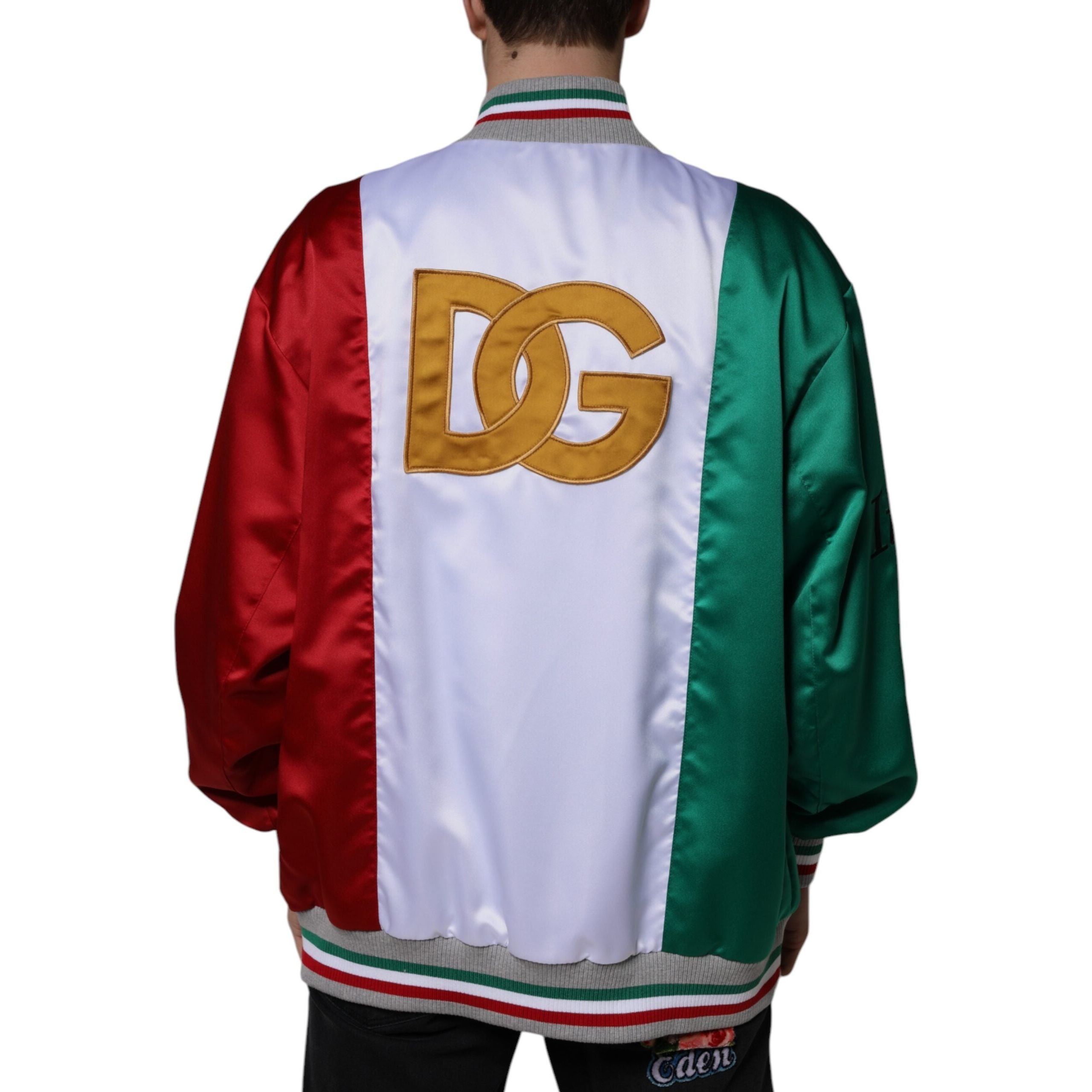 Dolce & Gabbana Multicolor Cotton Italia Button Down Bomber Jacket