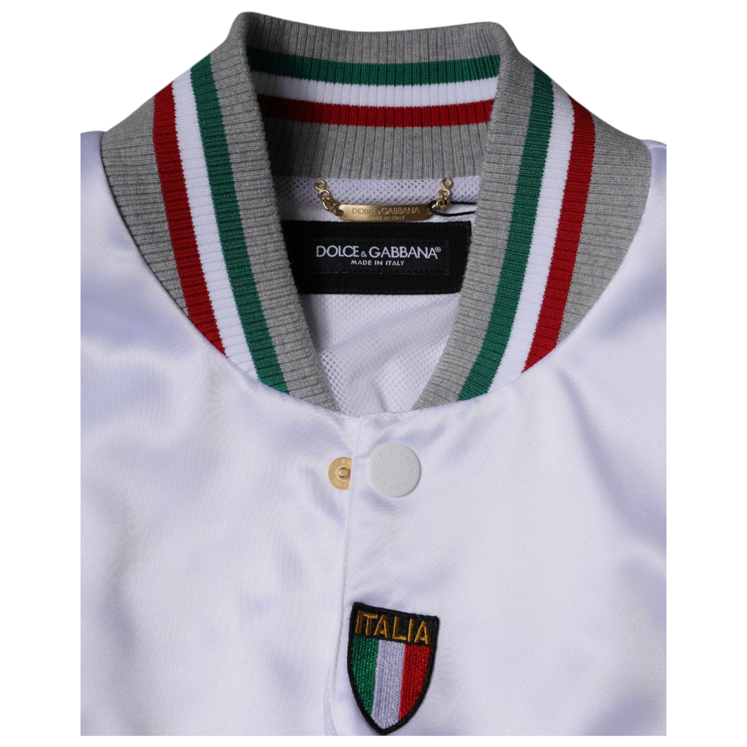 Dolce & Gabbana Multicolor Cotton Italia Button Down Bomber Jacket