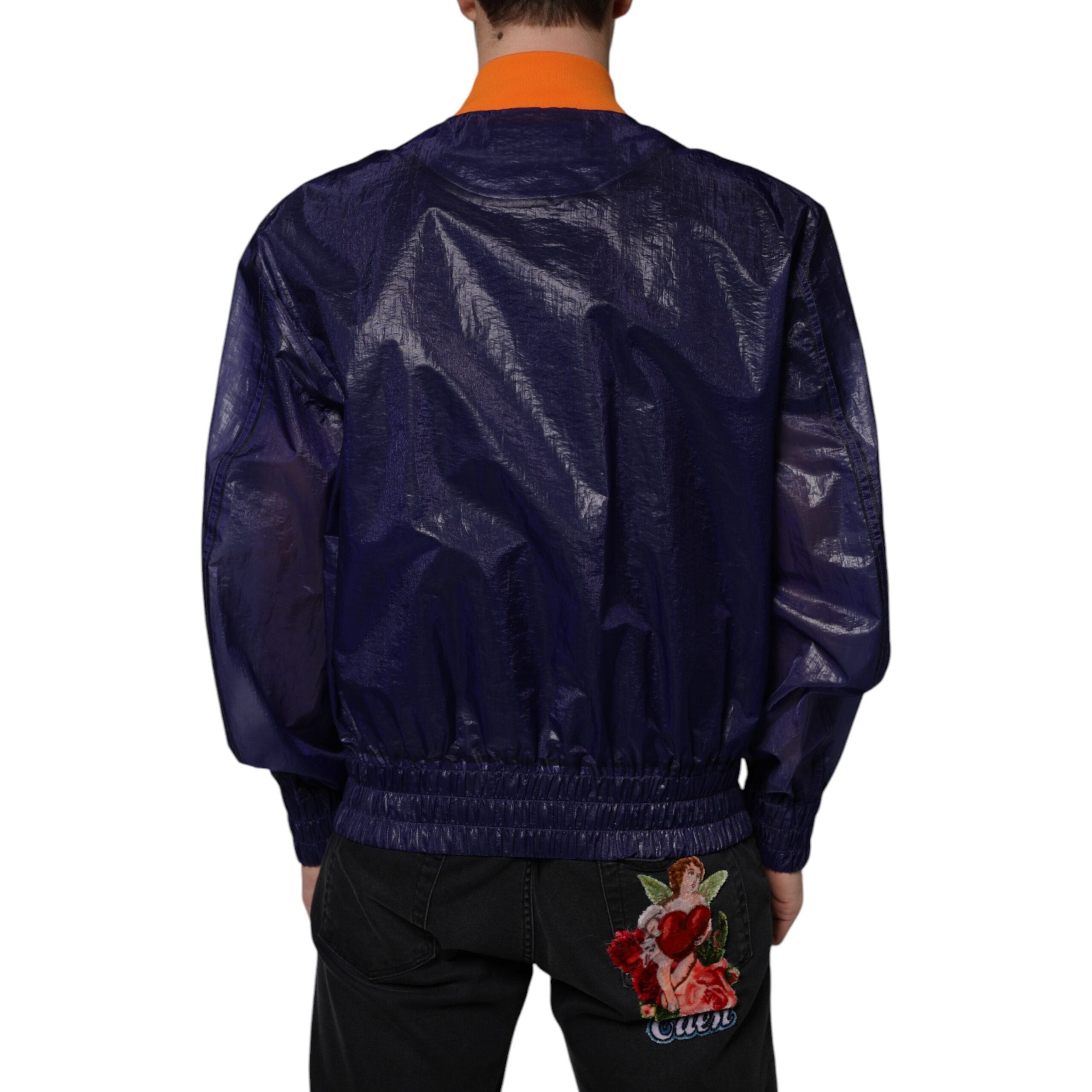 Dolce & Gabbana Blue Cotton Stretch Full Zip Bomber Jacket