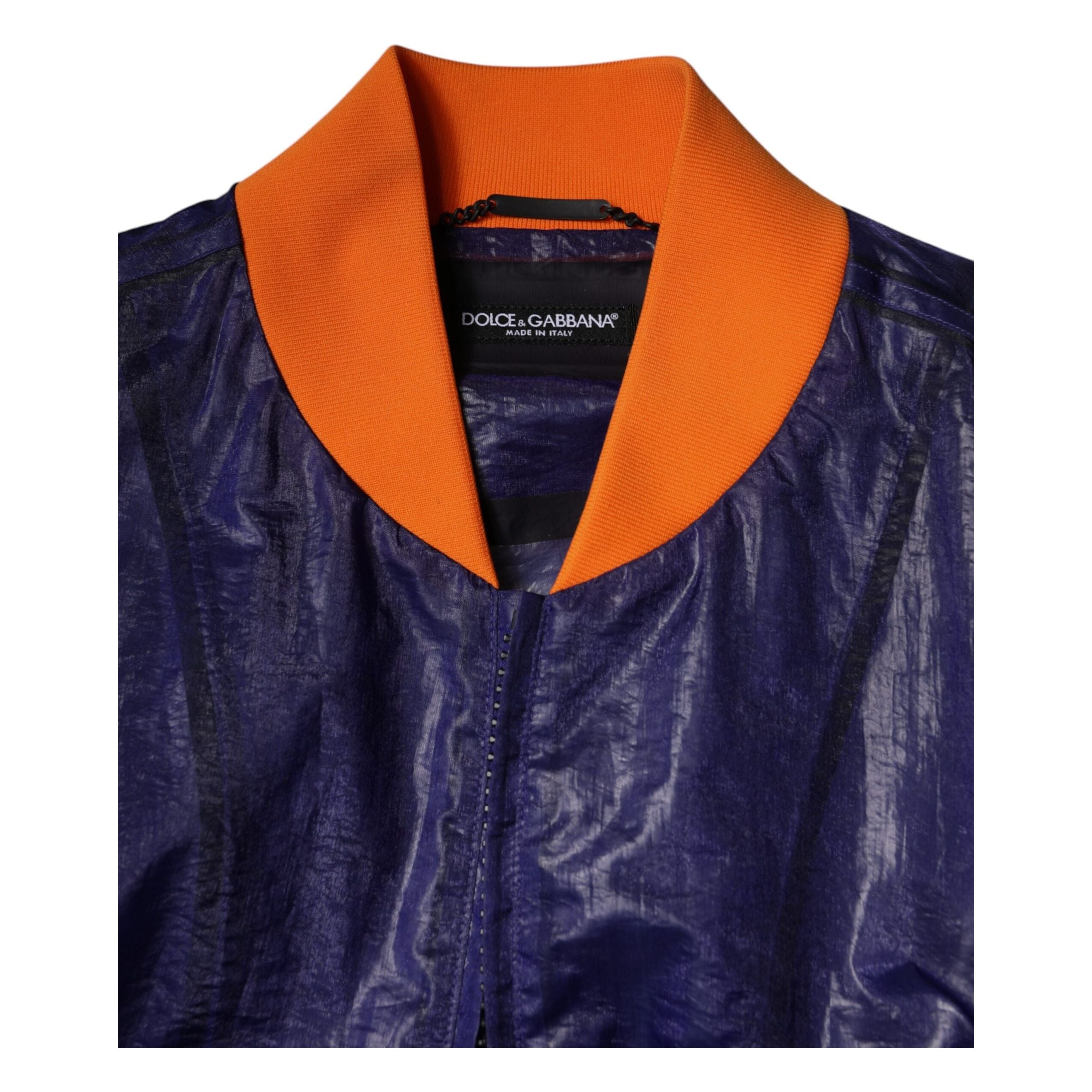 Dolce & Gabbana Blue Cotton Stretch Full Zip Bomber Jacket