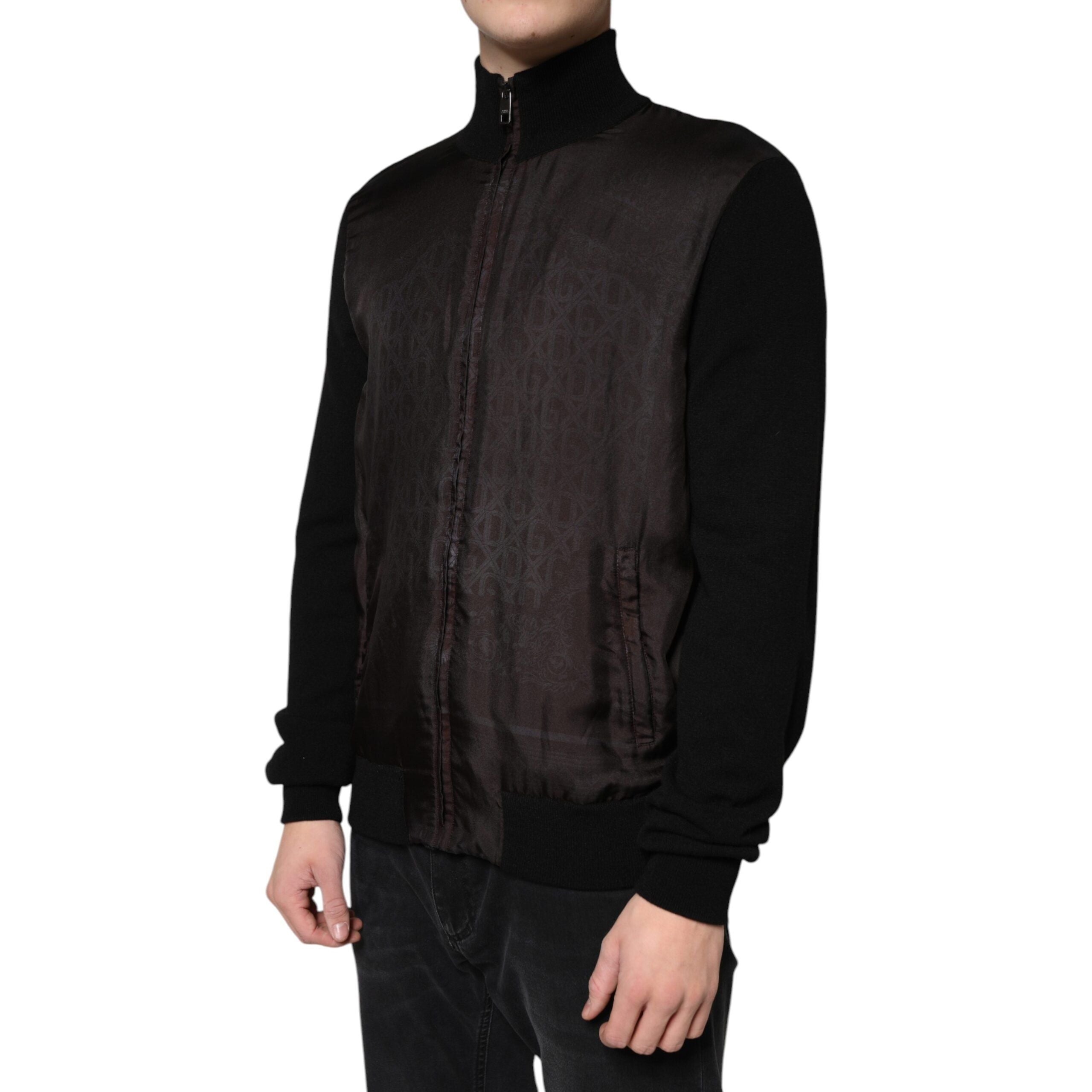 Dolce & Gabbana Black Cashmere Silk Bomber Jacket