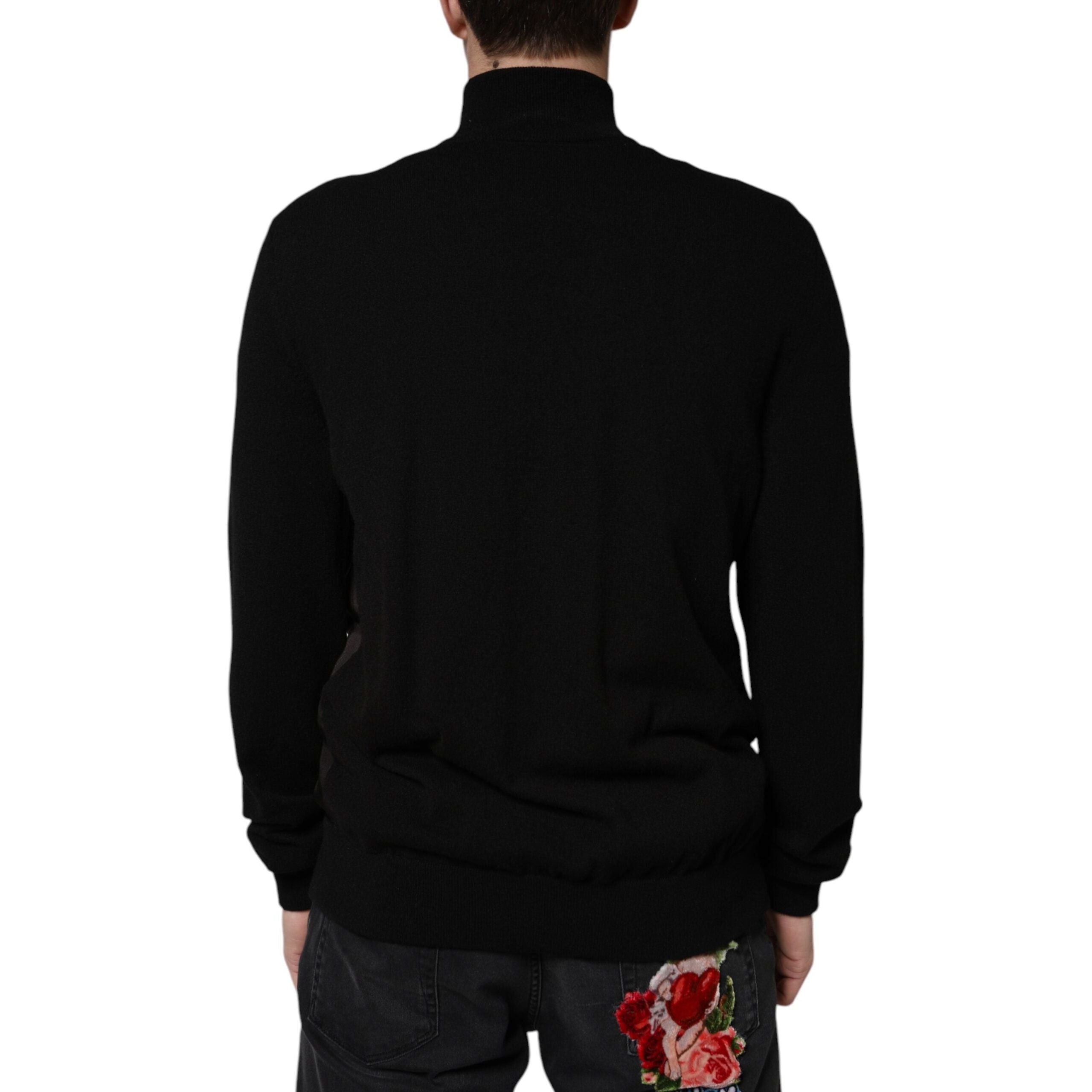 Dolce & Gabbana Black Cashmere Silk Bomber Jacket