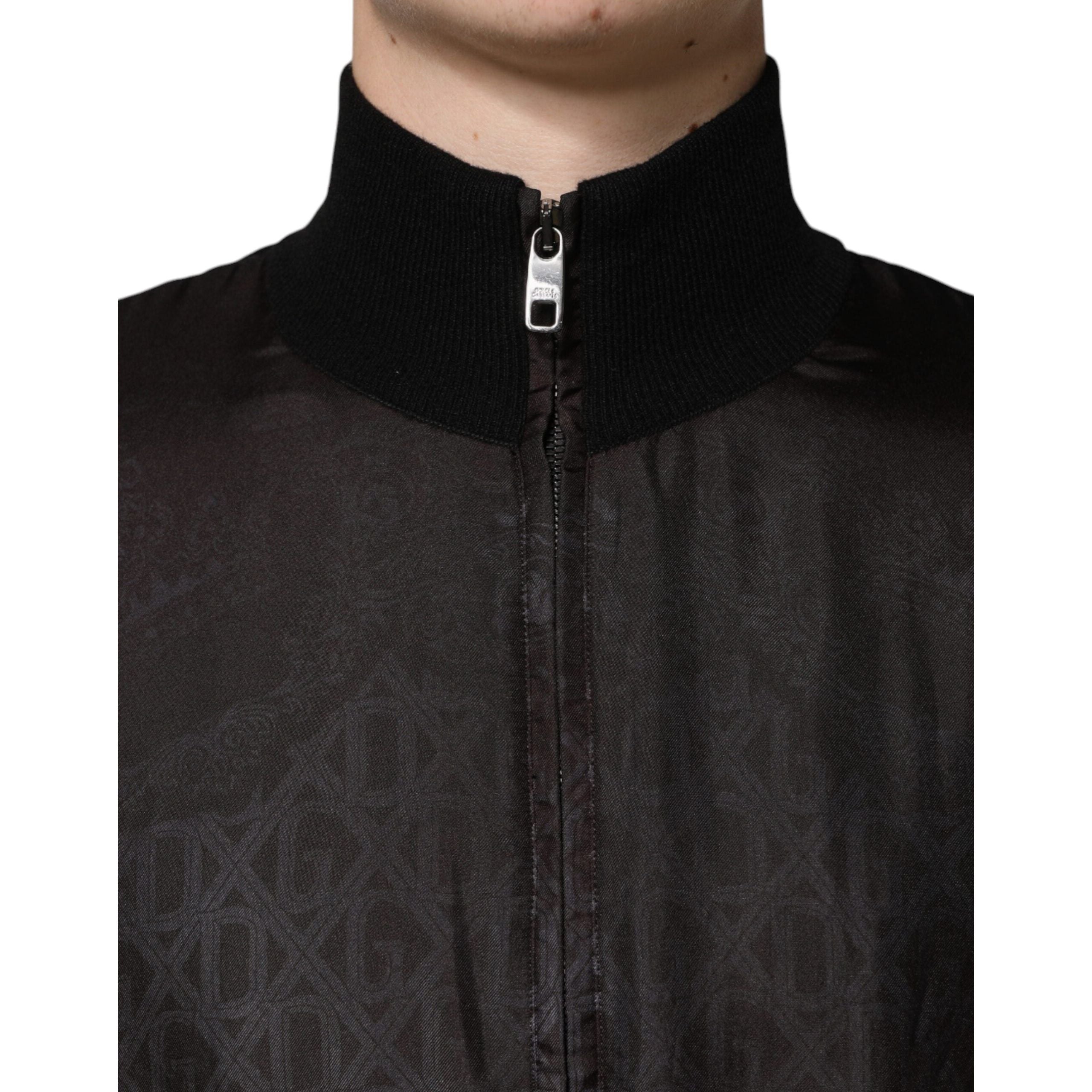 Dolce & Gabbana Black Cashmere Silk Bomber Jacket