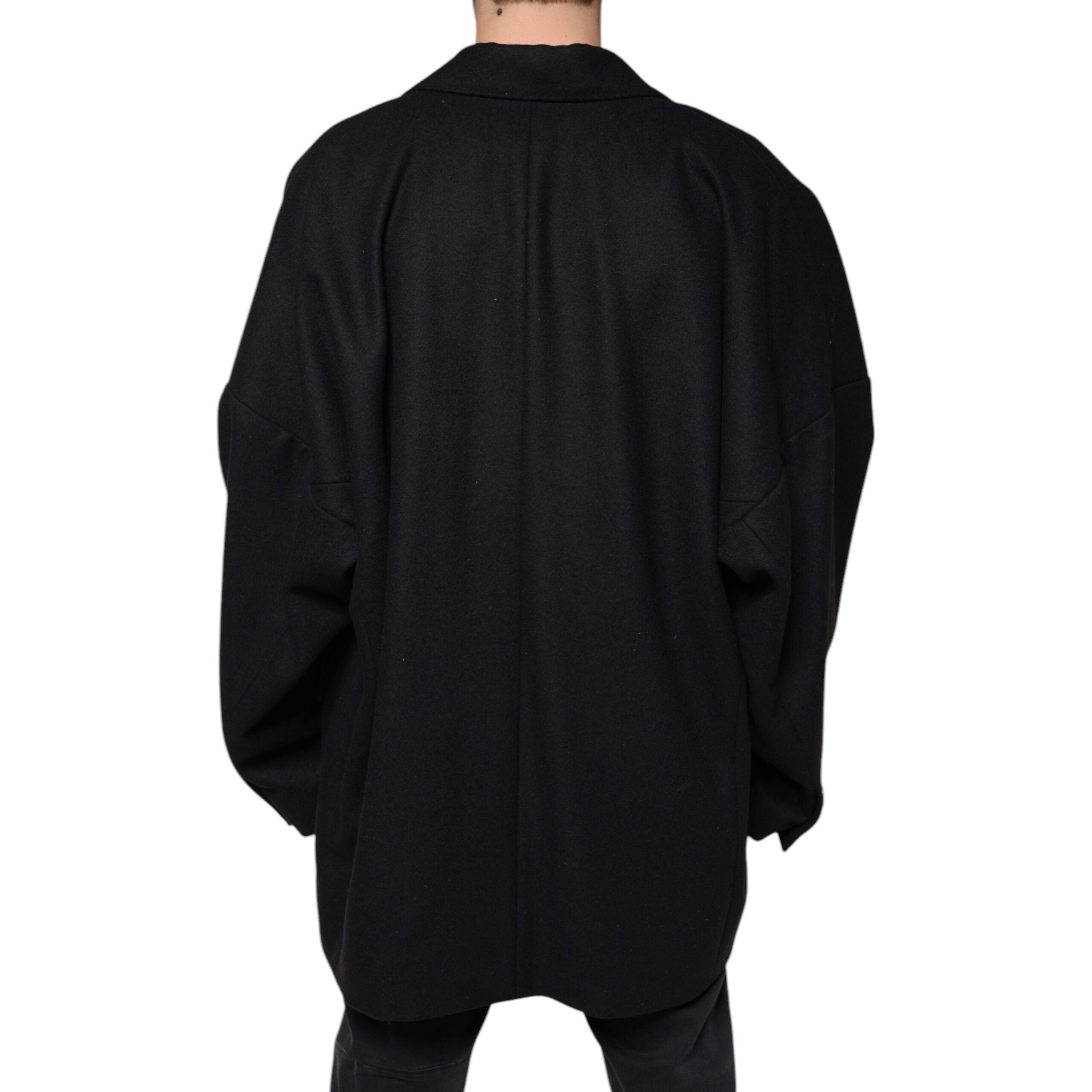 Dolce & Gabbana Black Wool Double Breasted Coat Jacket