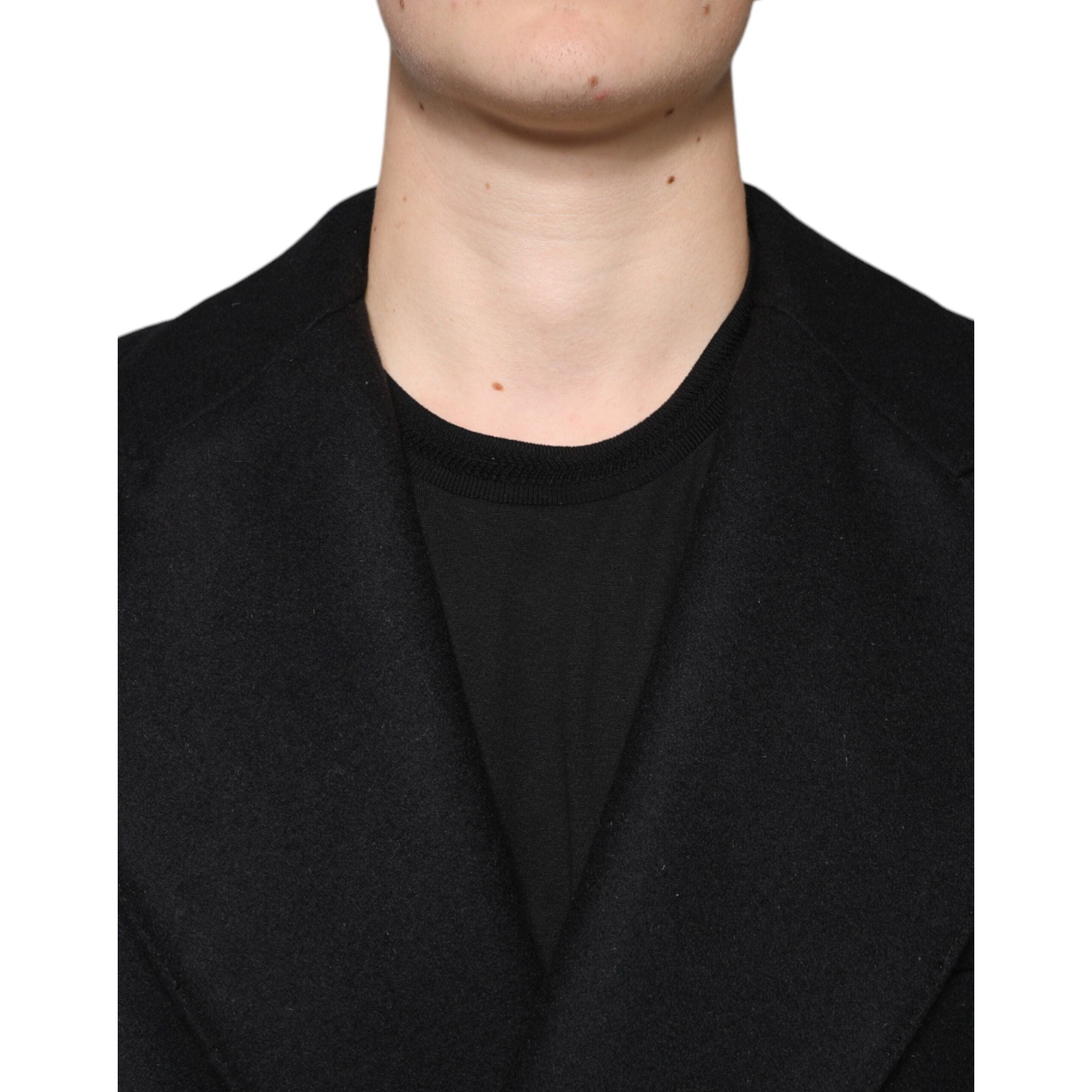 Dolce & Gabbana Black Wool Double Breasted Coat Jacket