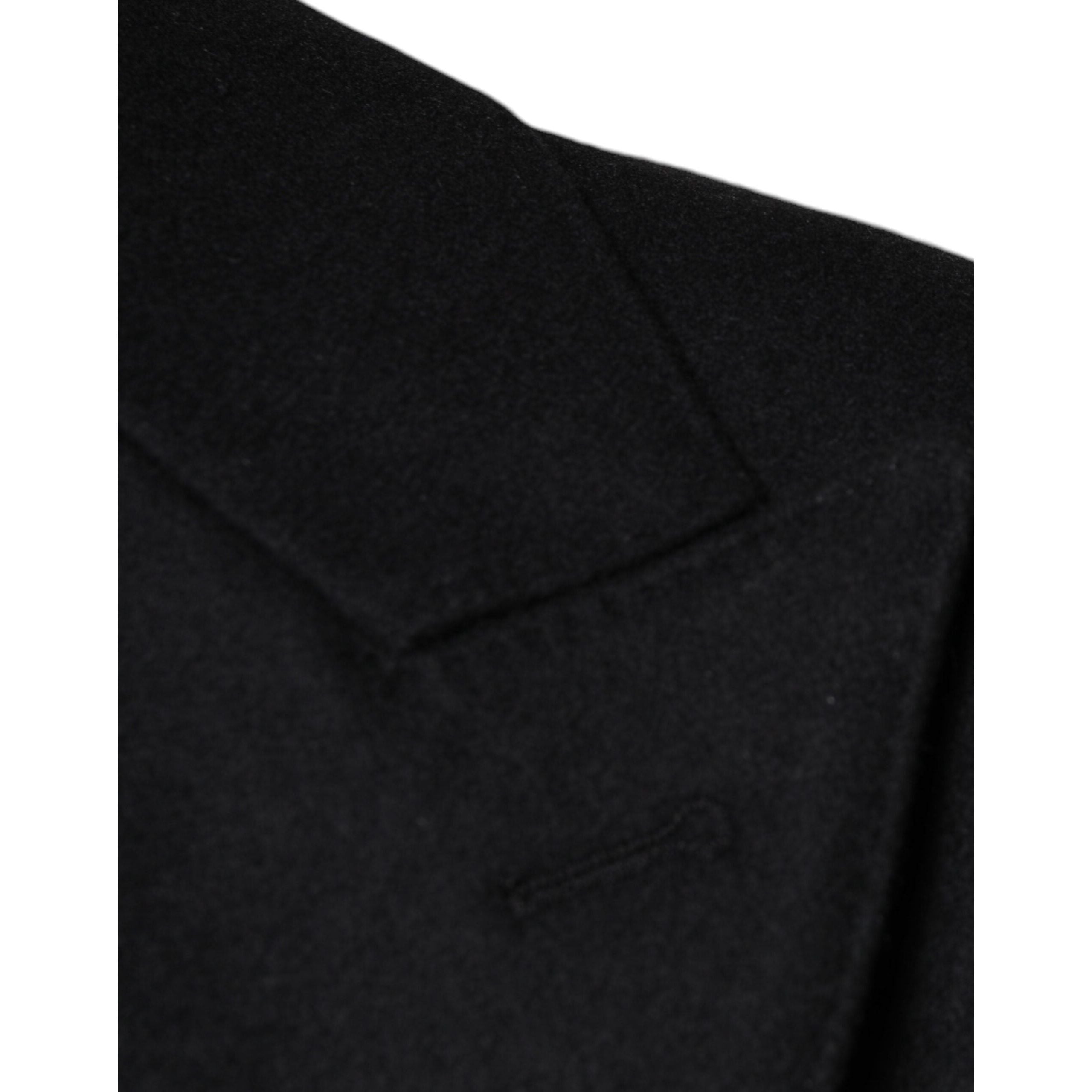 Dolce & Gabbana Black Wool Double Breasted Coat Jacket
