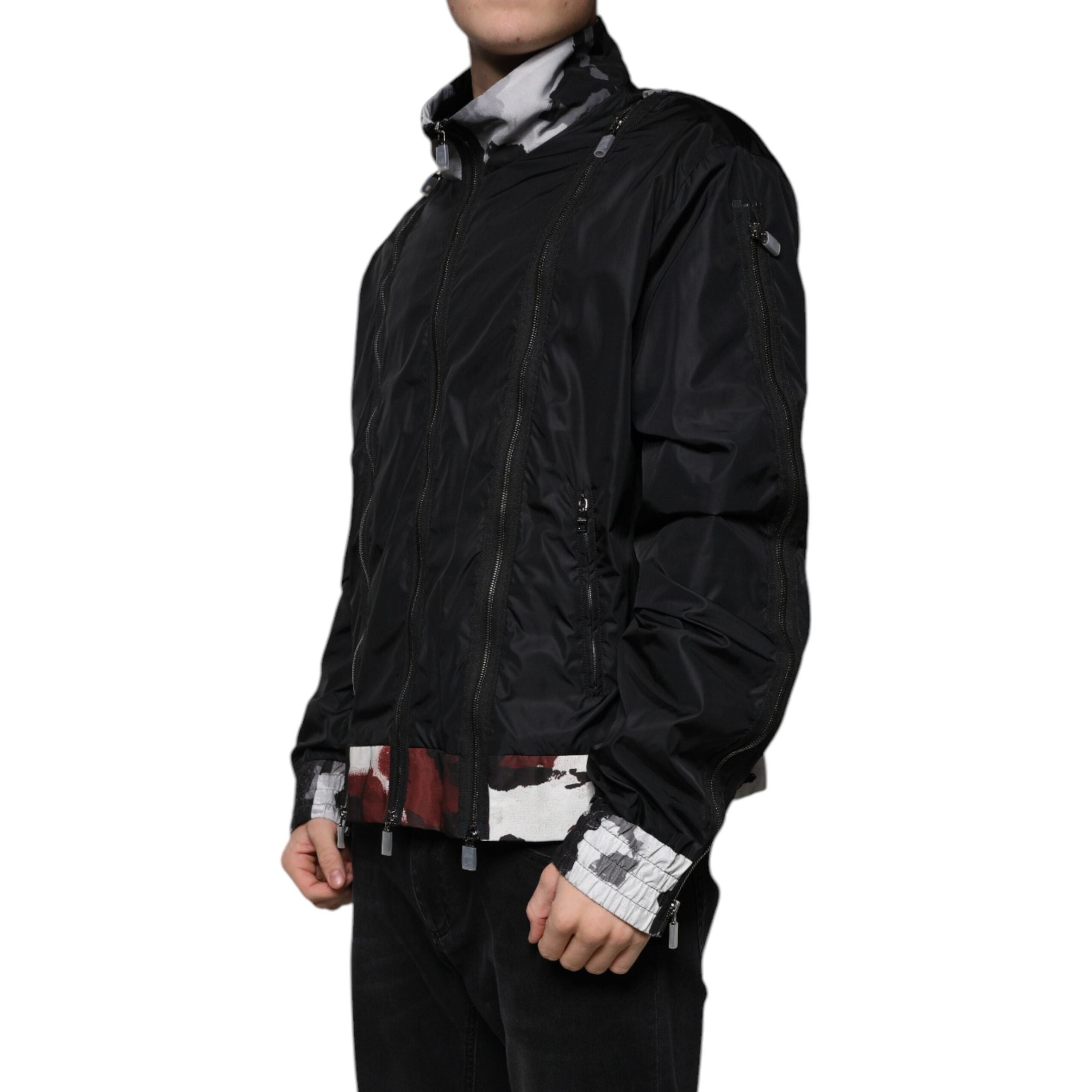 Dolce & Gabbana Black Nylon Full Zip Bomber Jacket