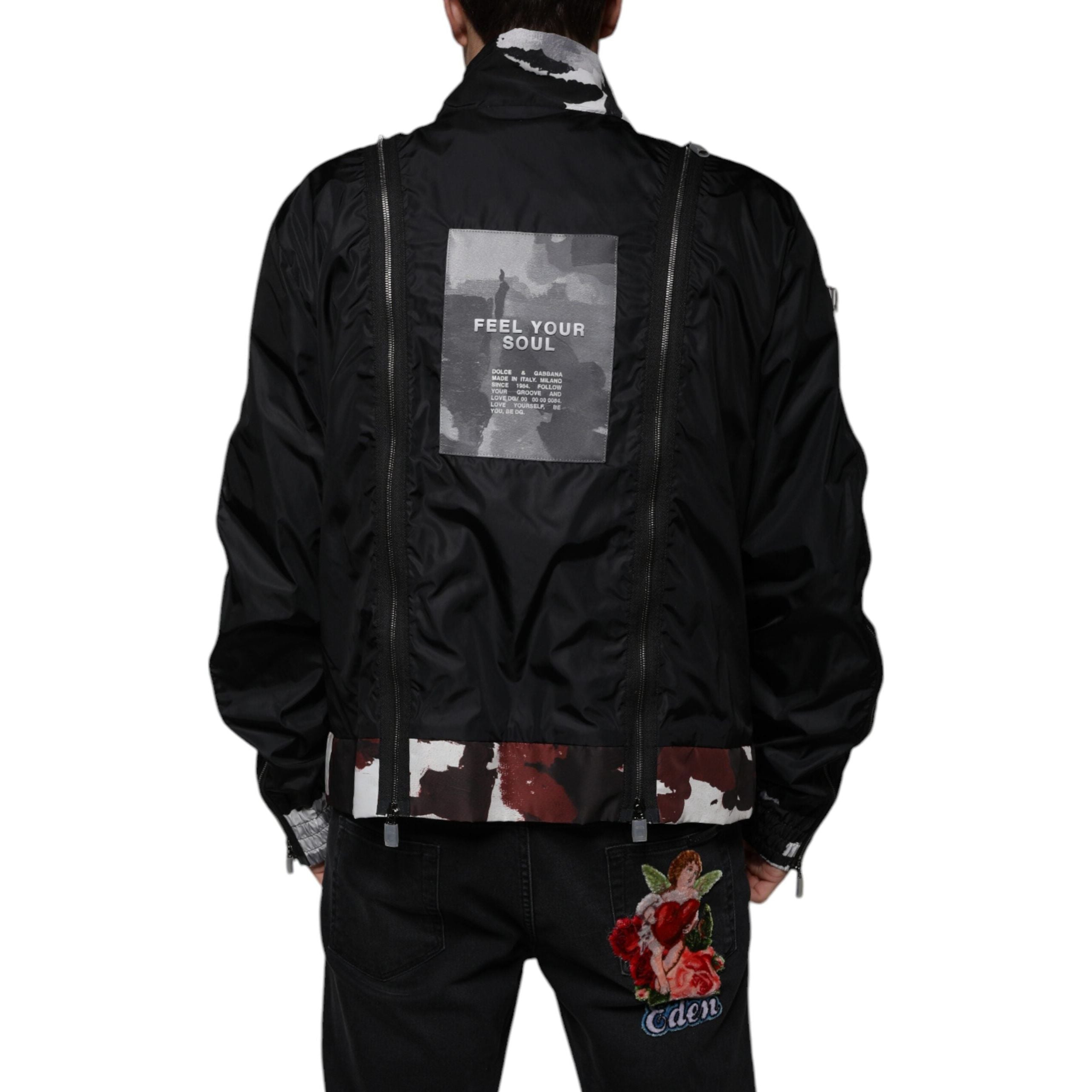 Dolce & Gabbana Black Nylon Full Zip Bomber Jacket