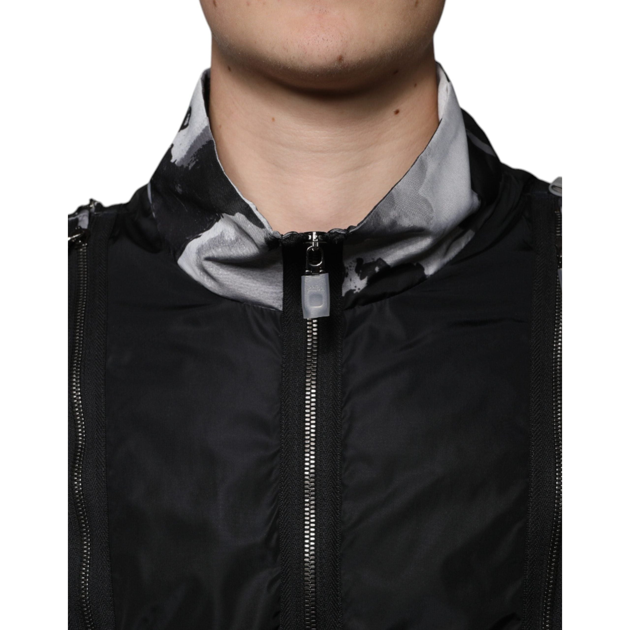 Dolce & Gabbana Black Nylon Full Zip Bomber Jacket