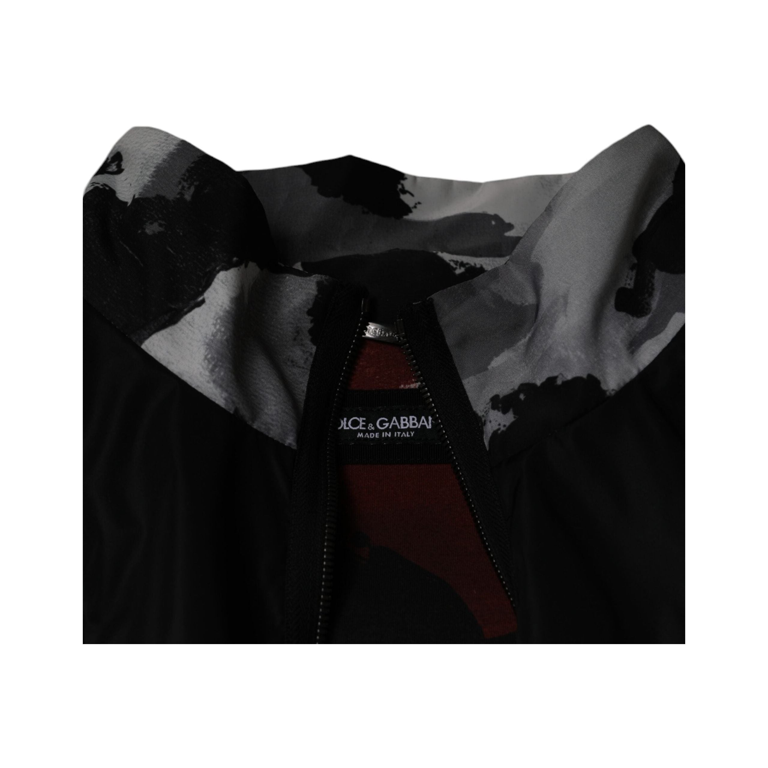 Dolce & Gabbana Black Nylon Full Zip Bomber Jacket