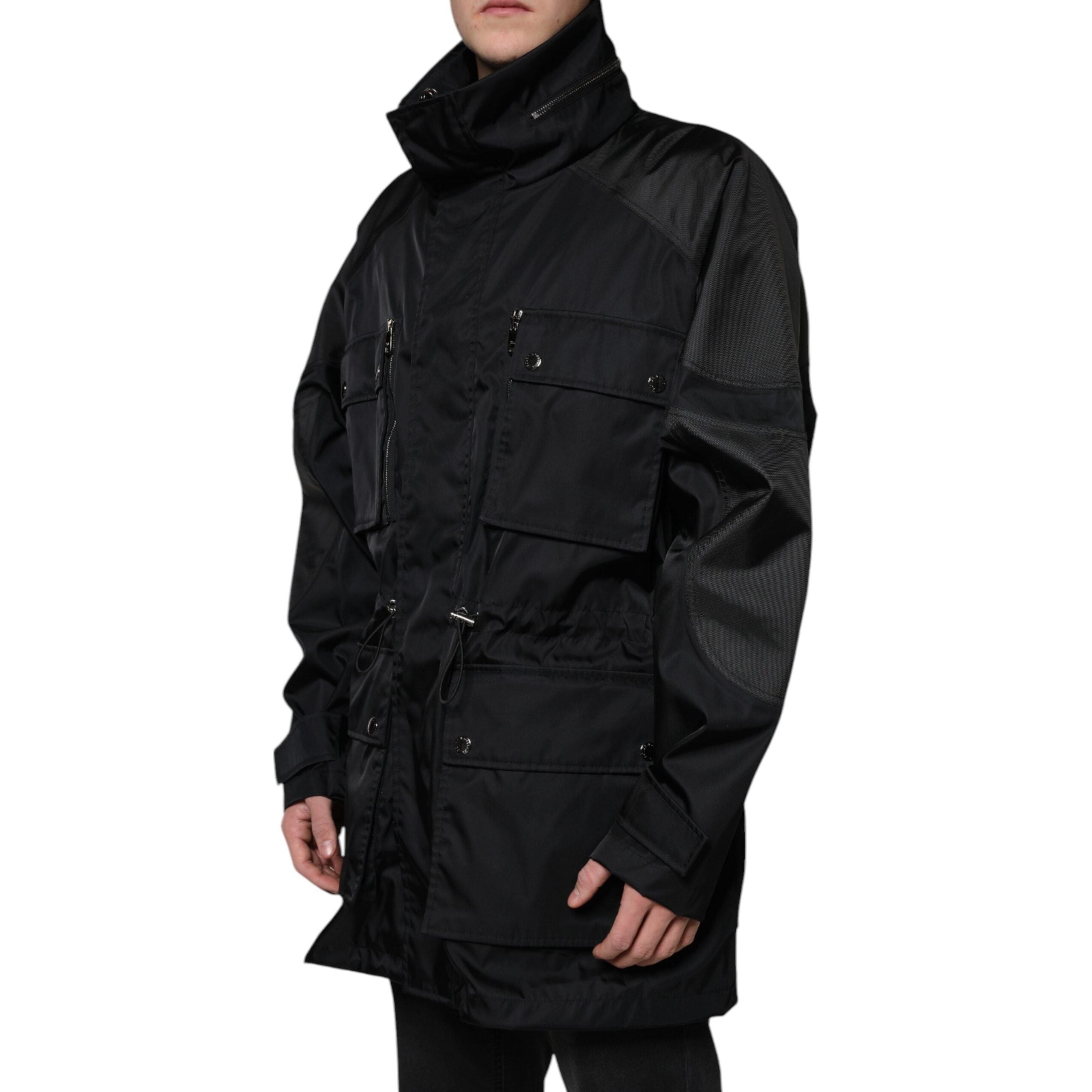 Dolce & Gabbana Black Nylon Winter Parka Coat Jacket
