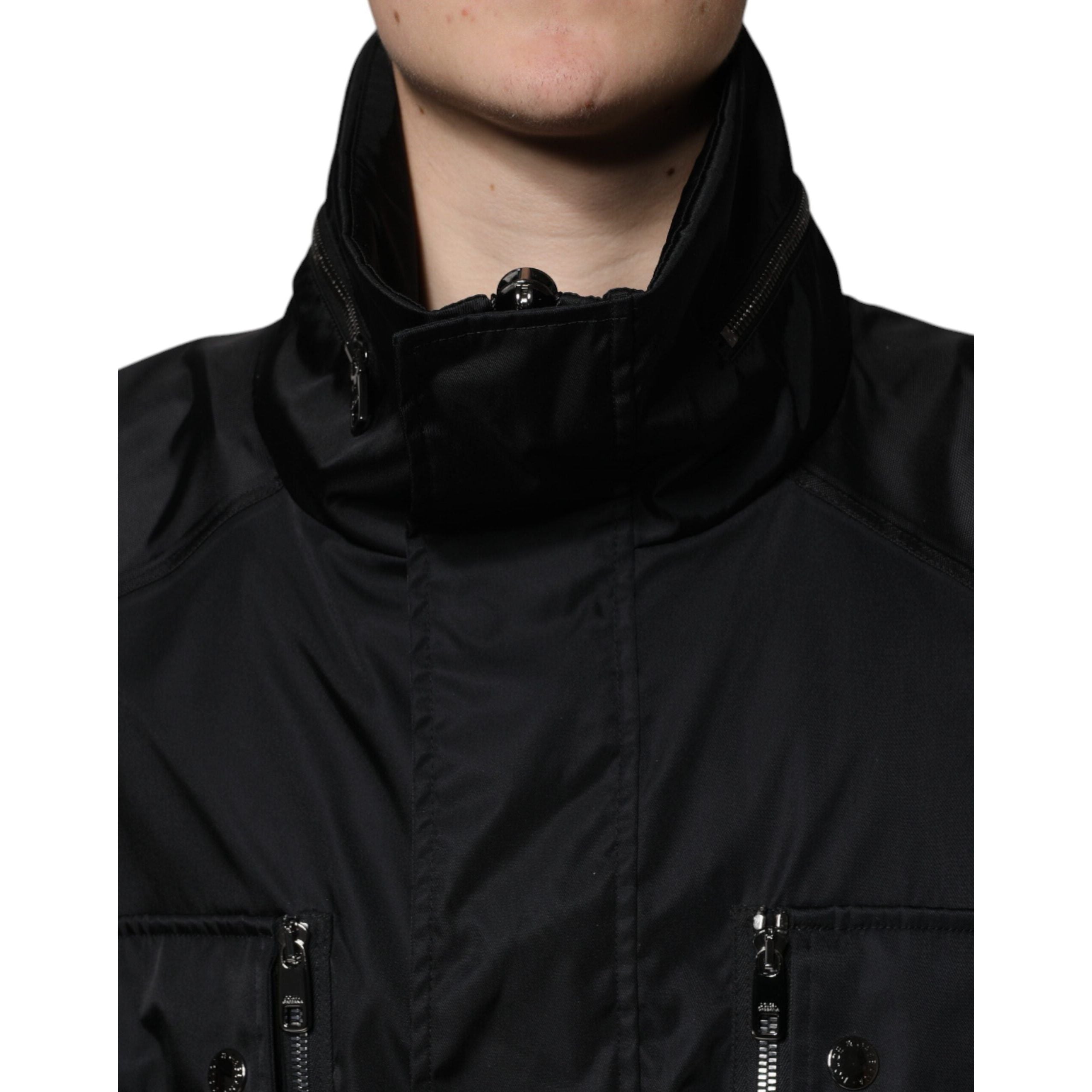 Dolce & Gabbana Black Nylon Winter Parka Coat Jacket