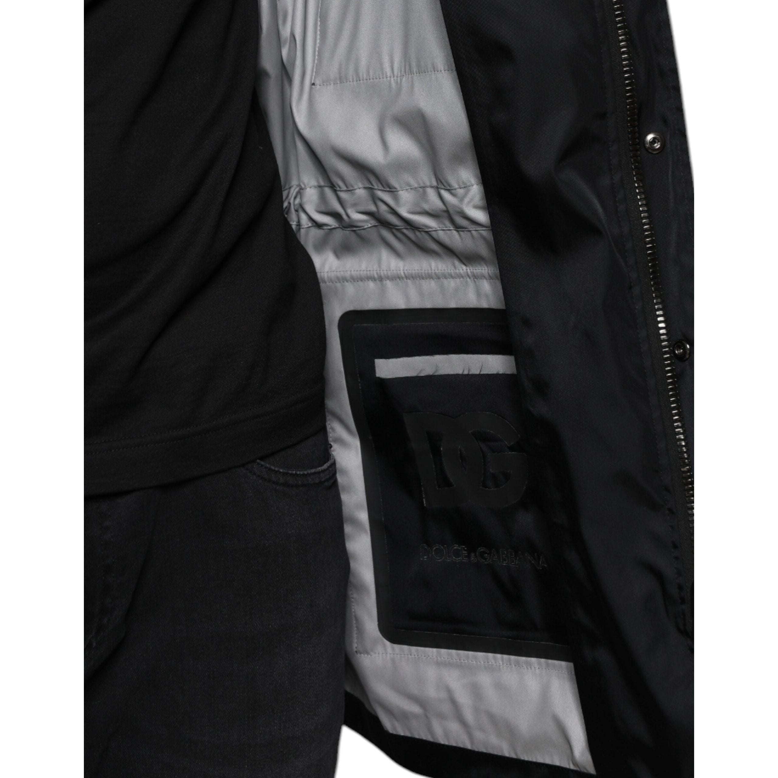 Dolce & Gabbana Black Nylon Winter Parka Coat Jacket