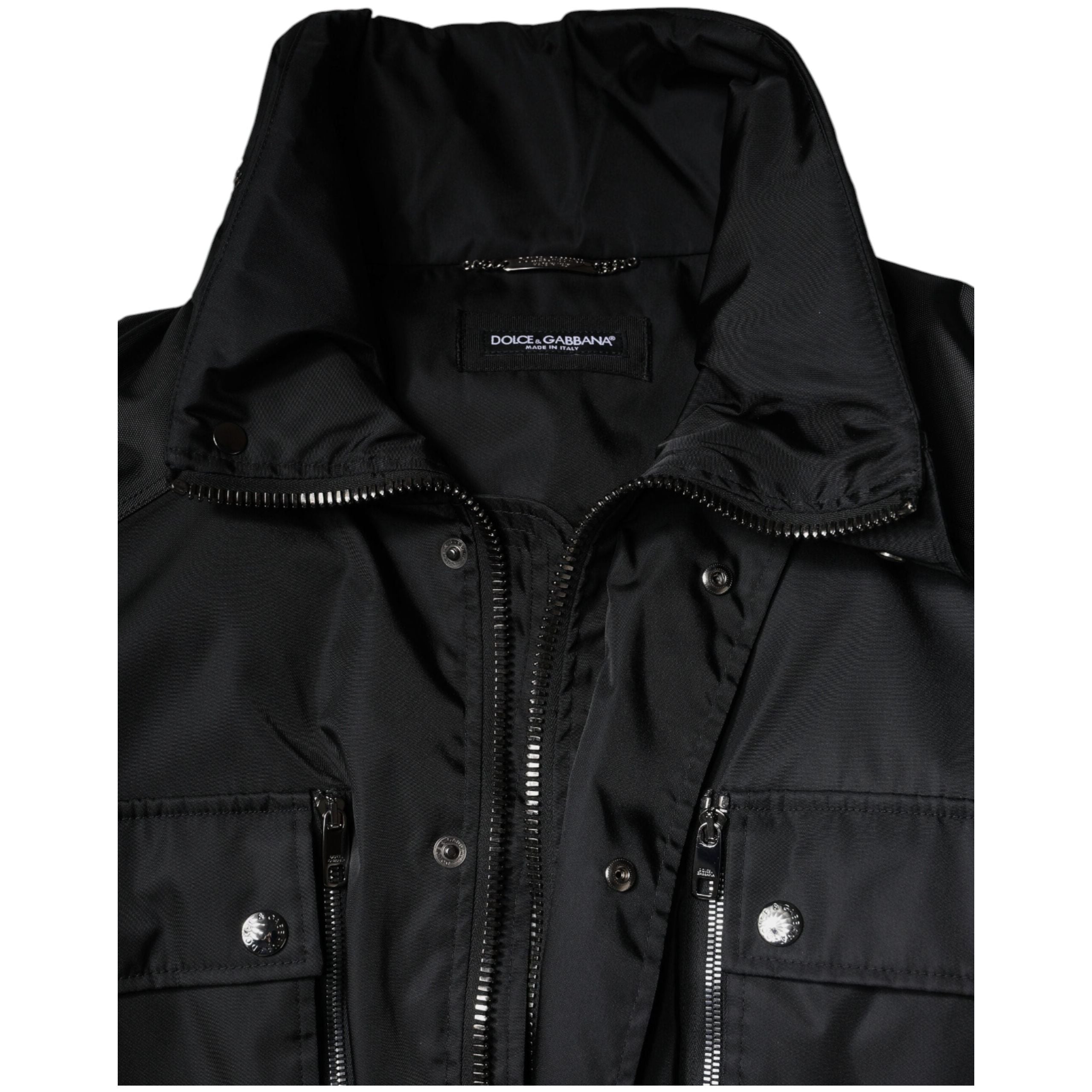 Dolce & Gabbana Black Nylon Winter Parka Coat Jacket