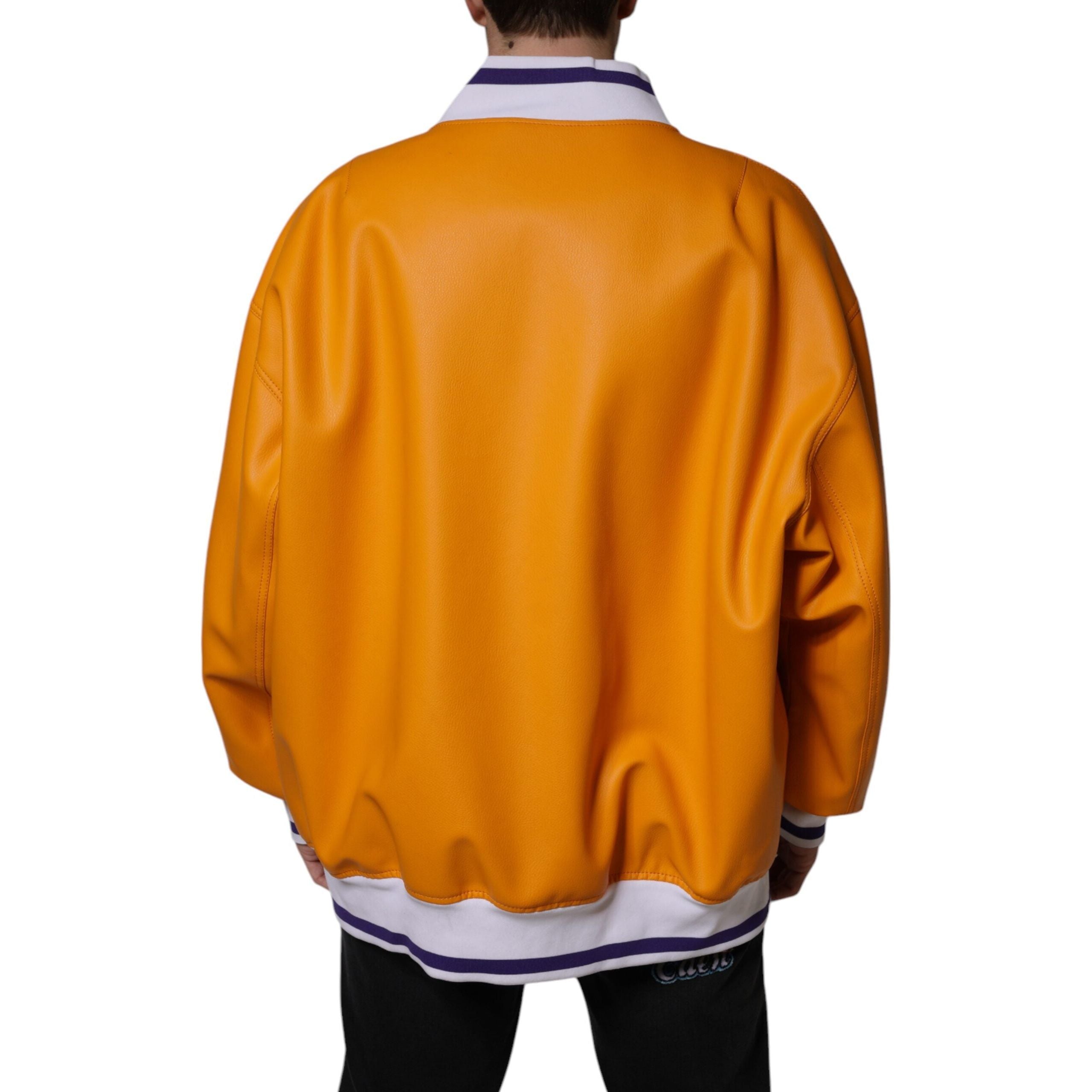 Dolce & Gabbana Orange White Jersey Bomber Jacket