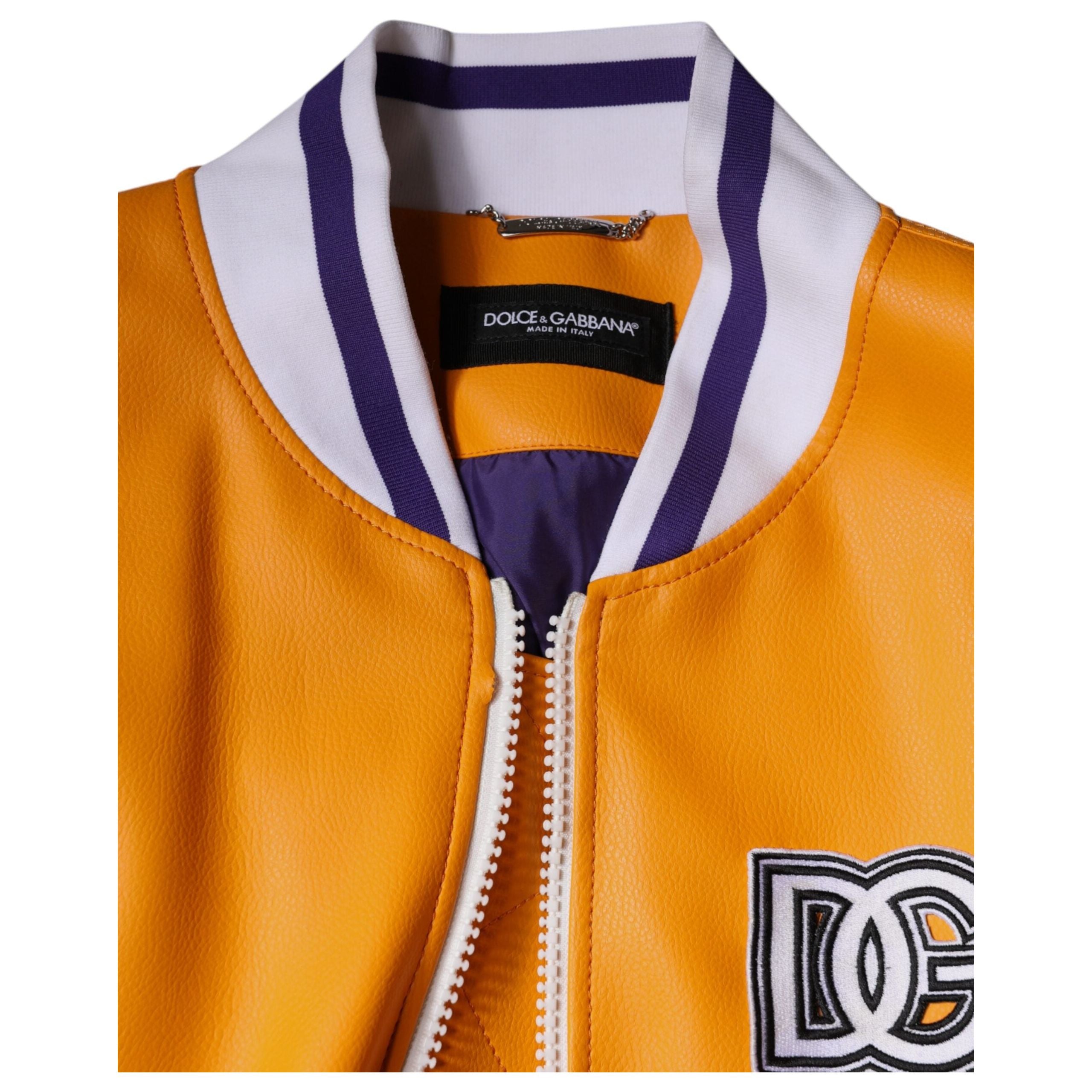 Dolce & Gabbana Orange White Jersey Bomber Jacket