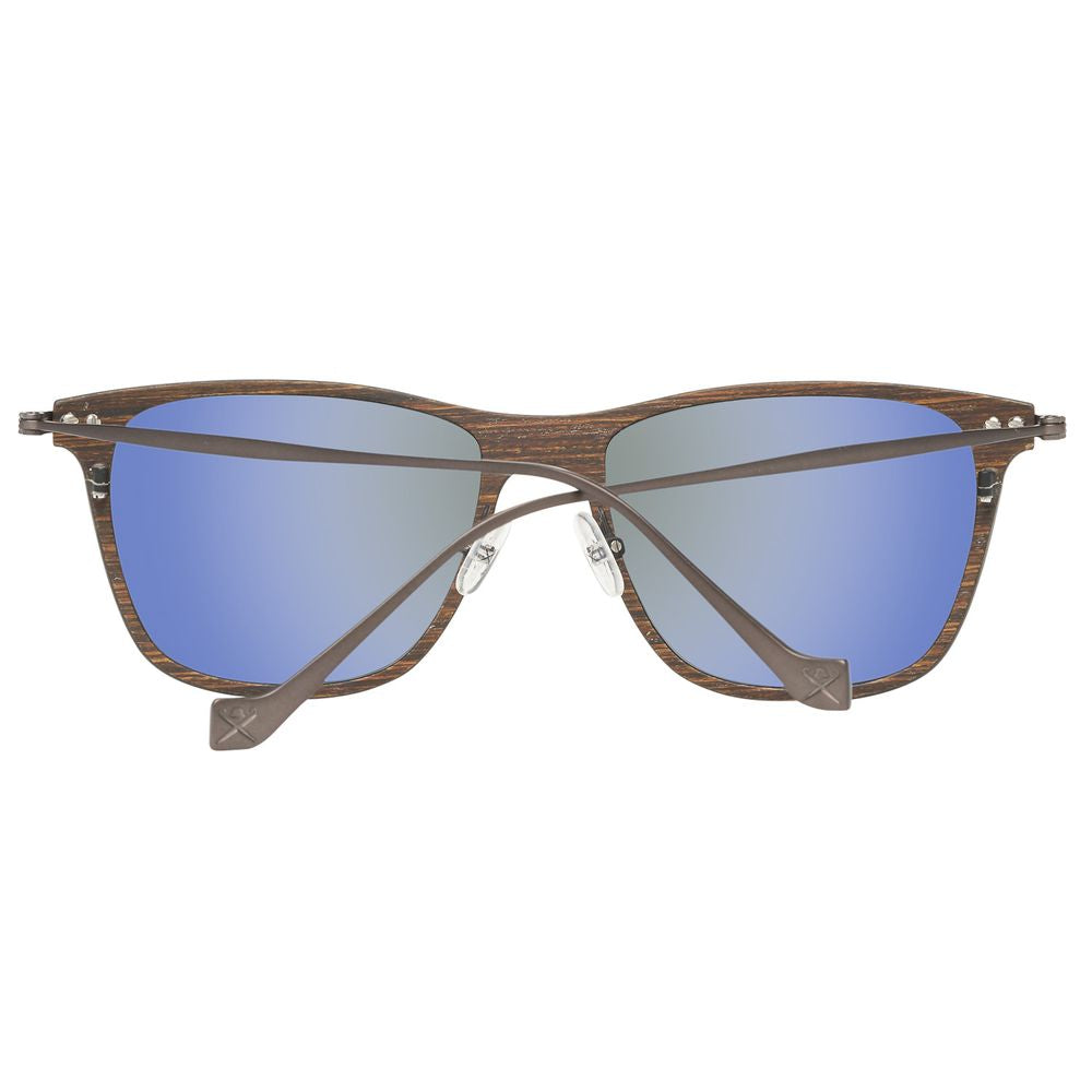 Hackett Brown Wood And Metal Sunglasses - Timeless Elegance