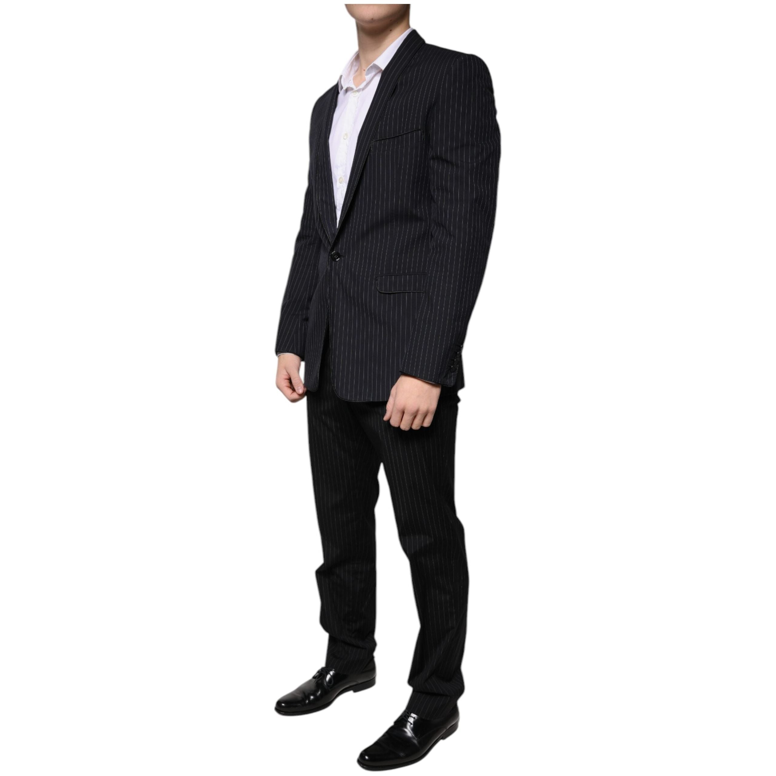 Dolce & Gabbana Black Stripe Wool Formal Suit
