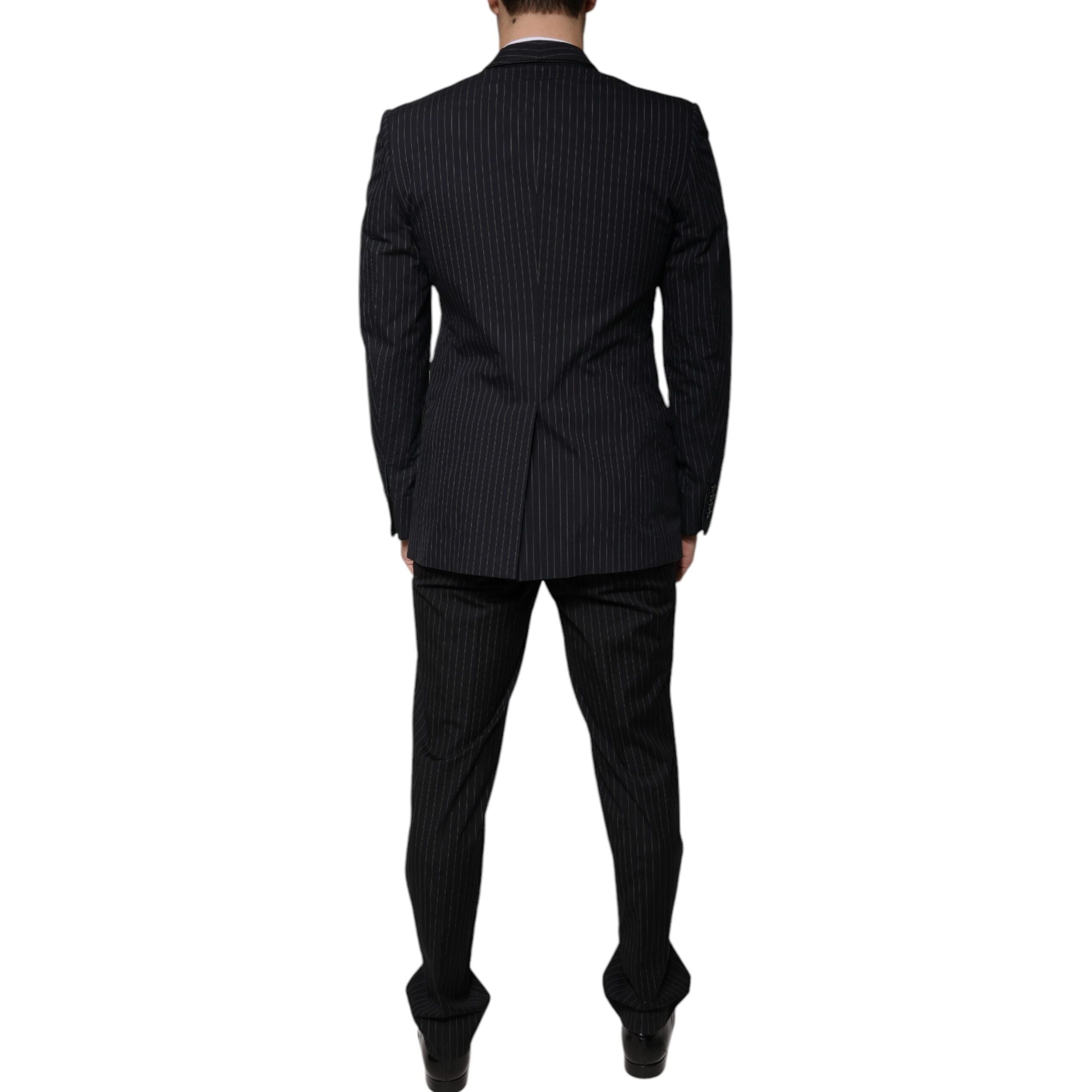 Dolce & Gabbana Black Stripe Wool Formal Suit