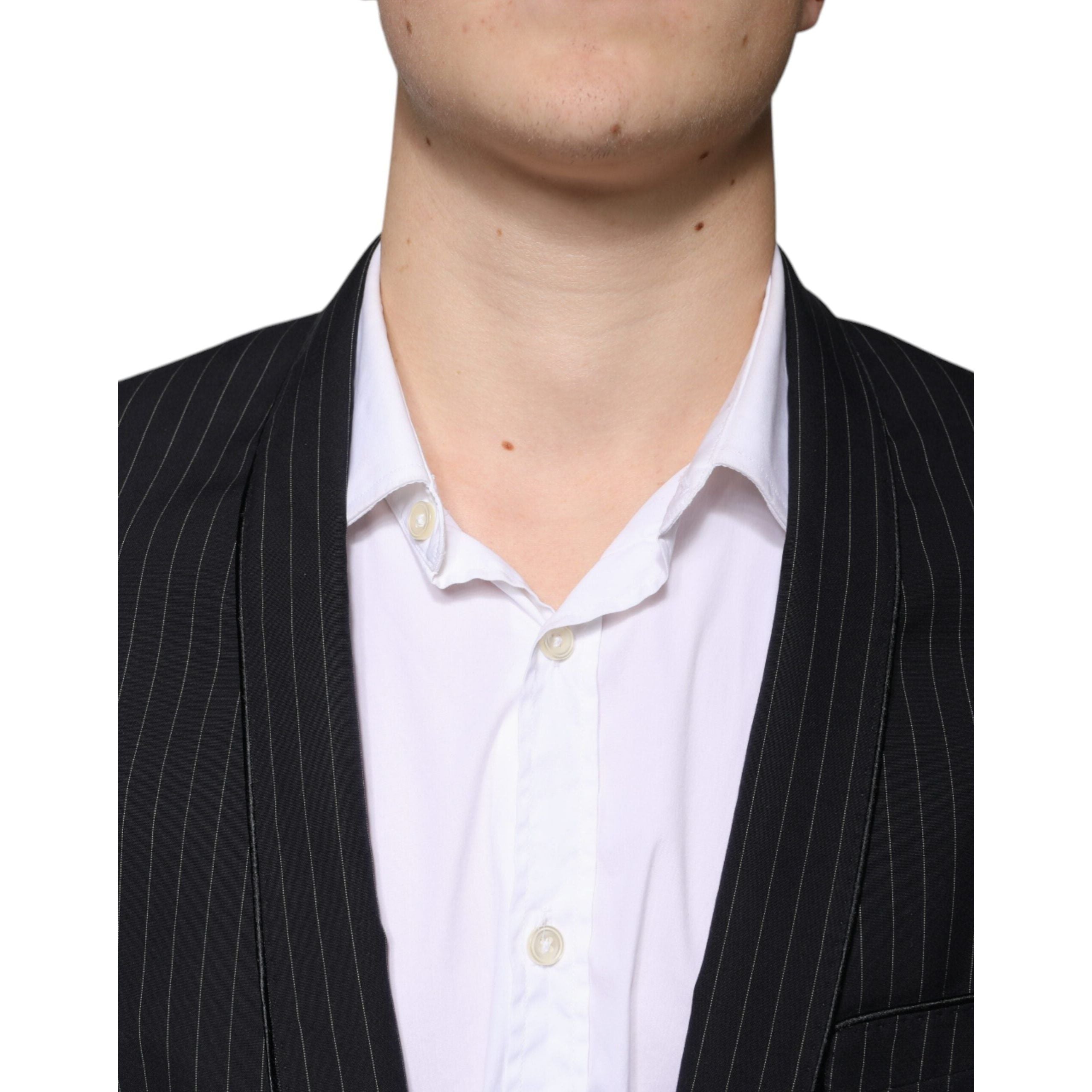 Dolce & Gabbana Black Stripe Wool Formal Suit