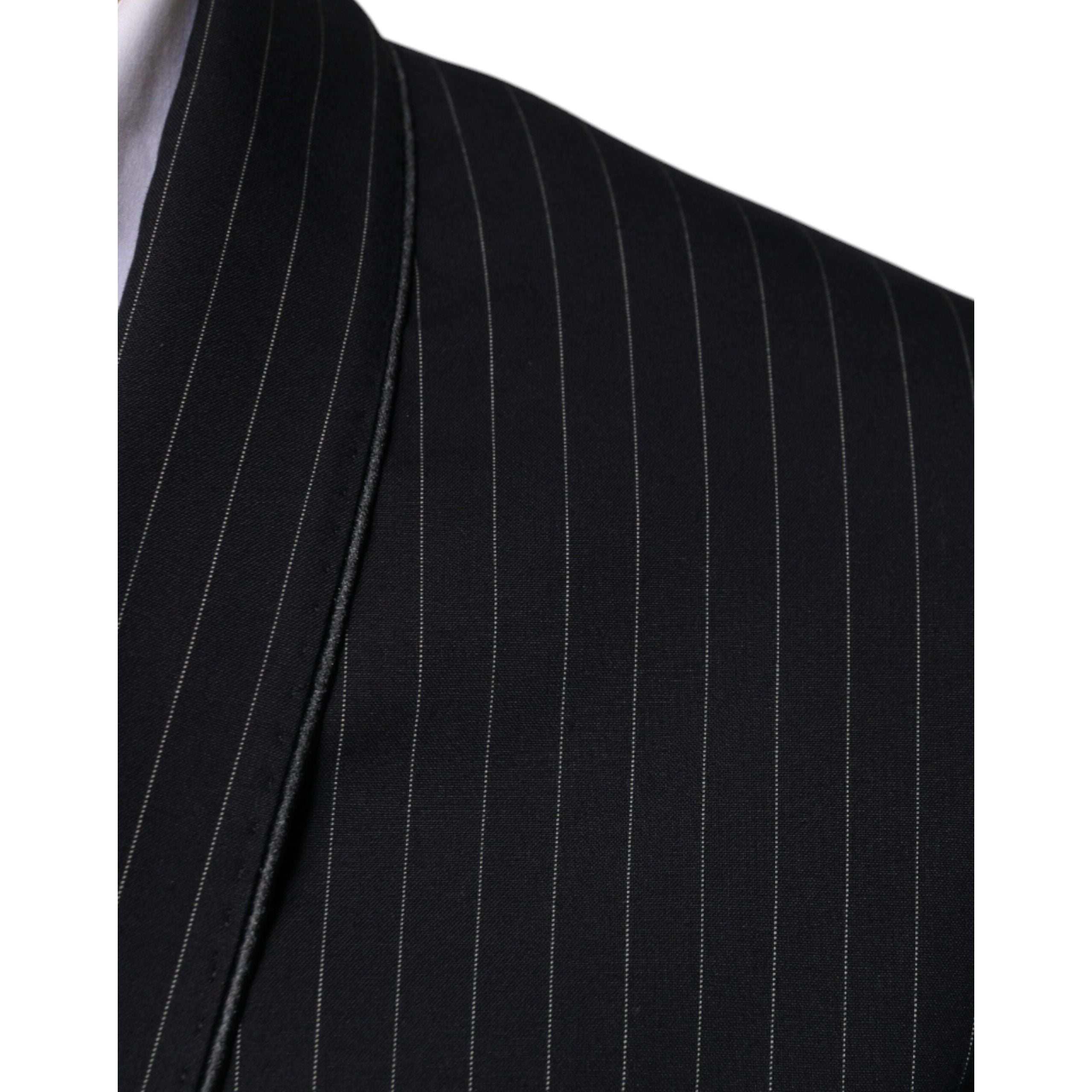 Dolce & Gabbana Black Stripe Wool Formal Suit