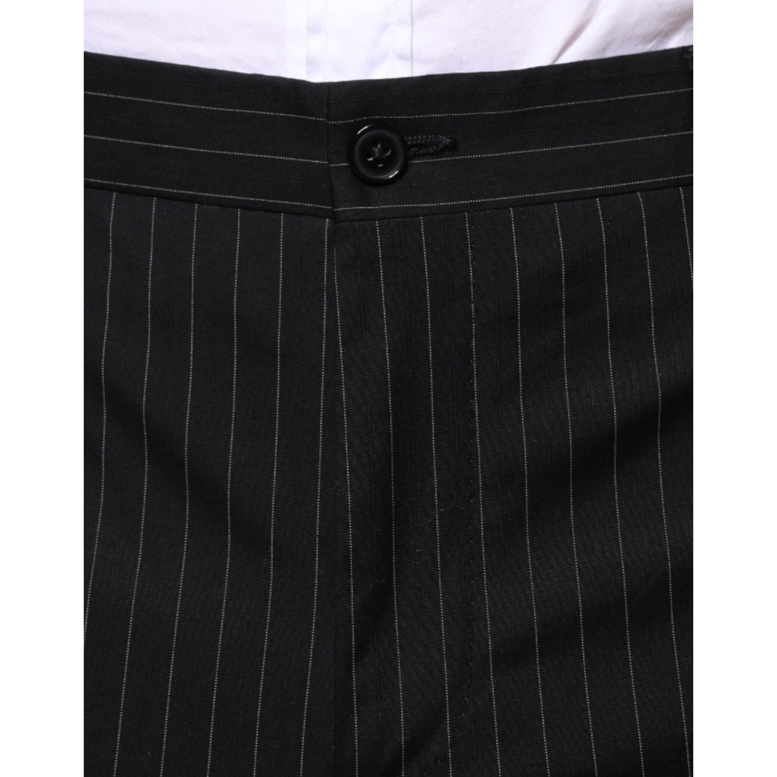 Dolce & Gabbana Black Stripe Wool Formal Suit