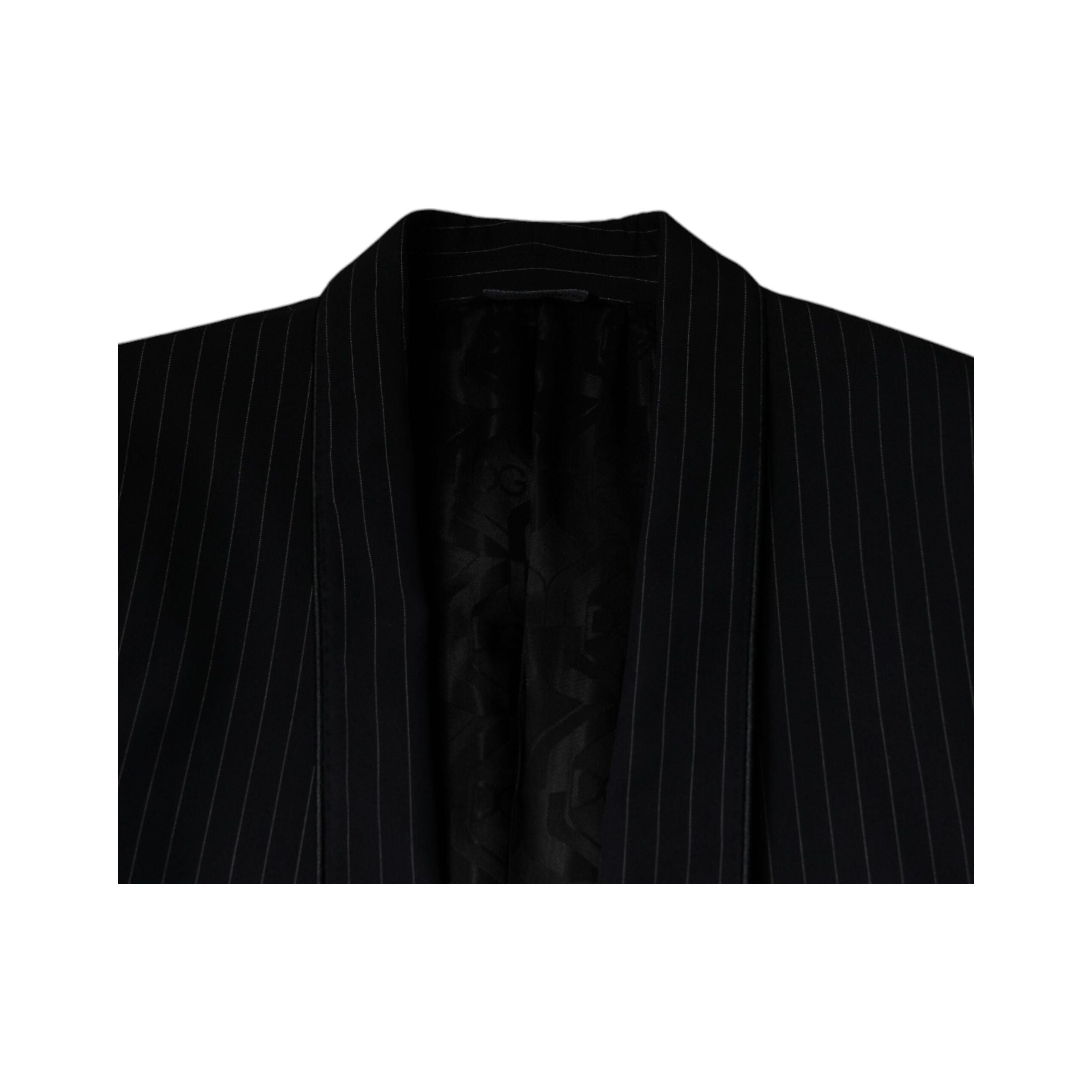 Dolce & Gabbana Black Stripe Wool Formal Suit