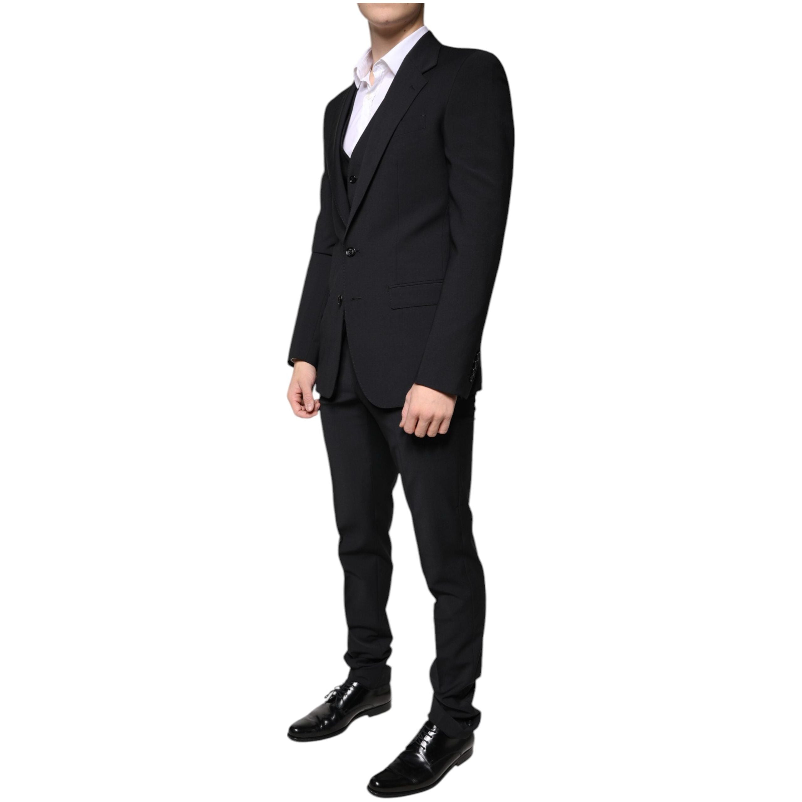 Dolce & Gabbana Black Wool MARTINI Formal 3 Piece Suit