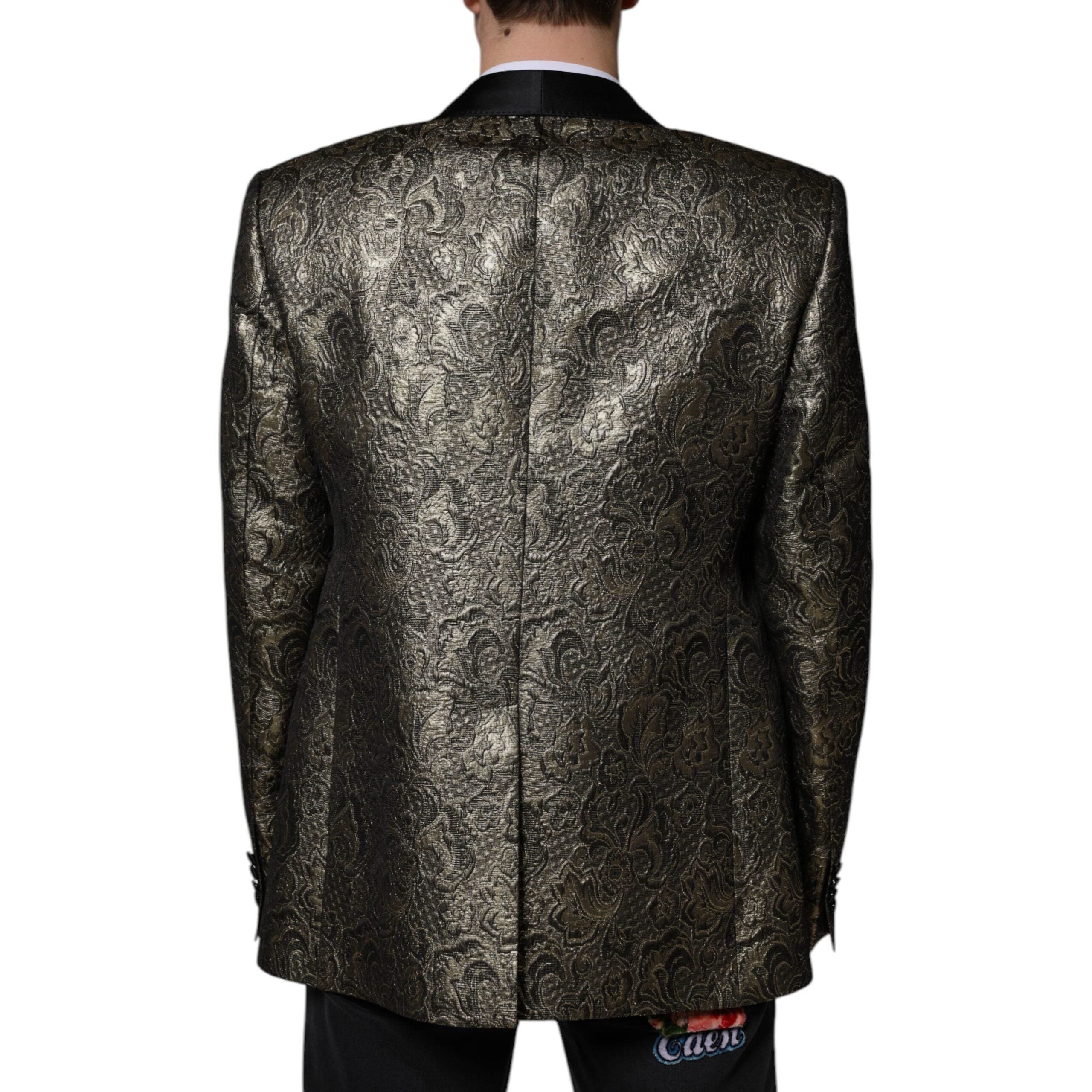 Dolce & Gabbana Gold Jacquard Blazer Coat