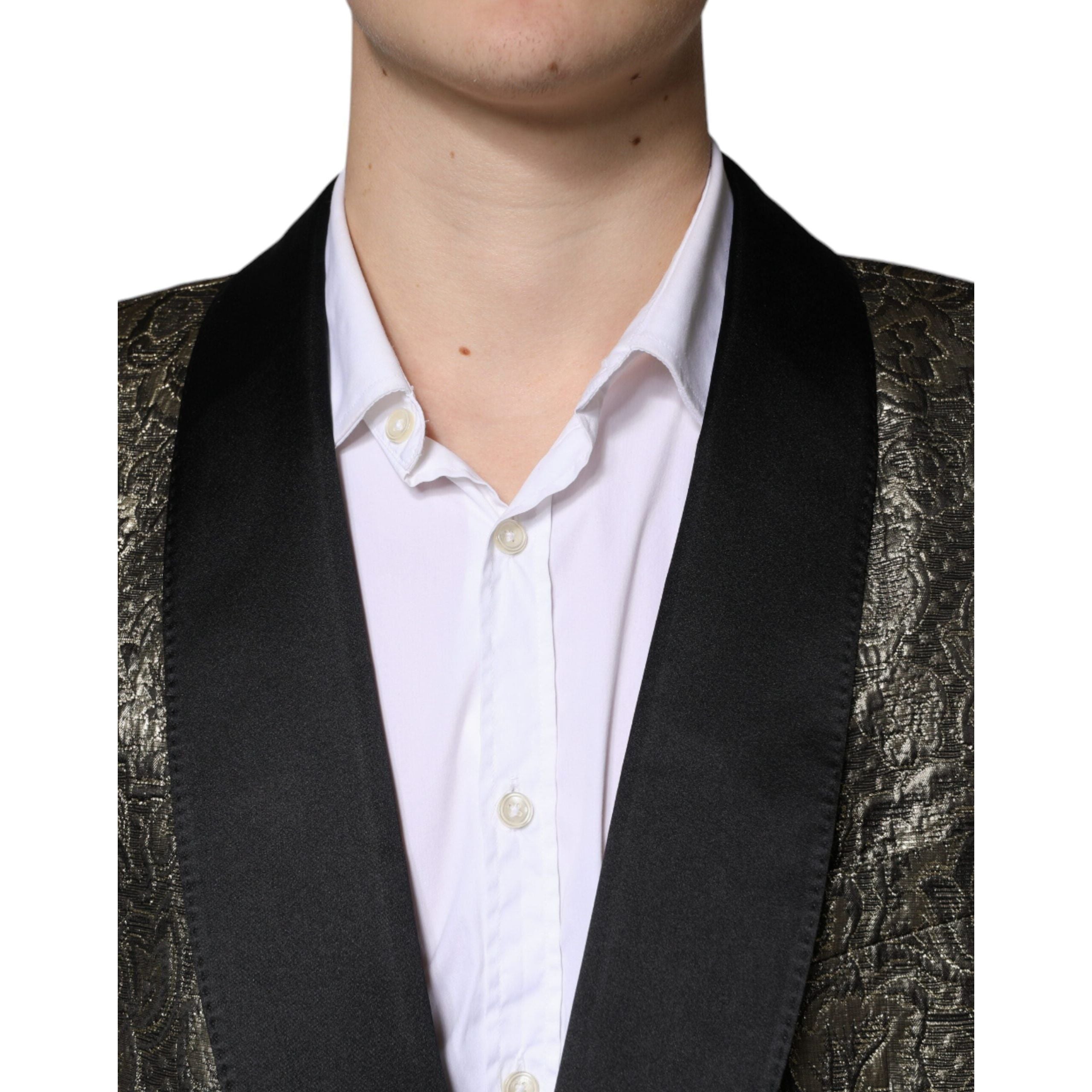Dolce & Gabbana Gold Jacquard Blazer Coat