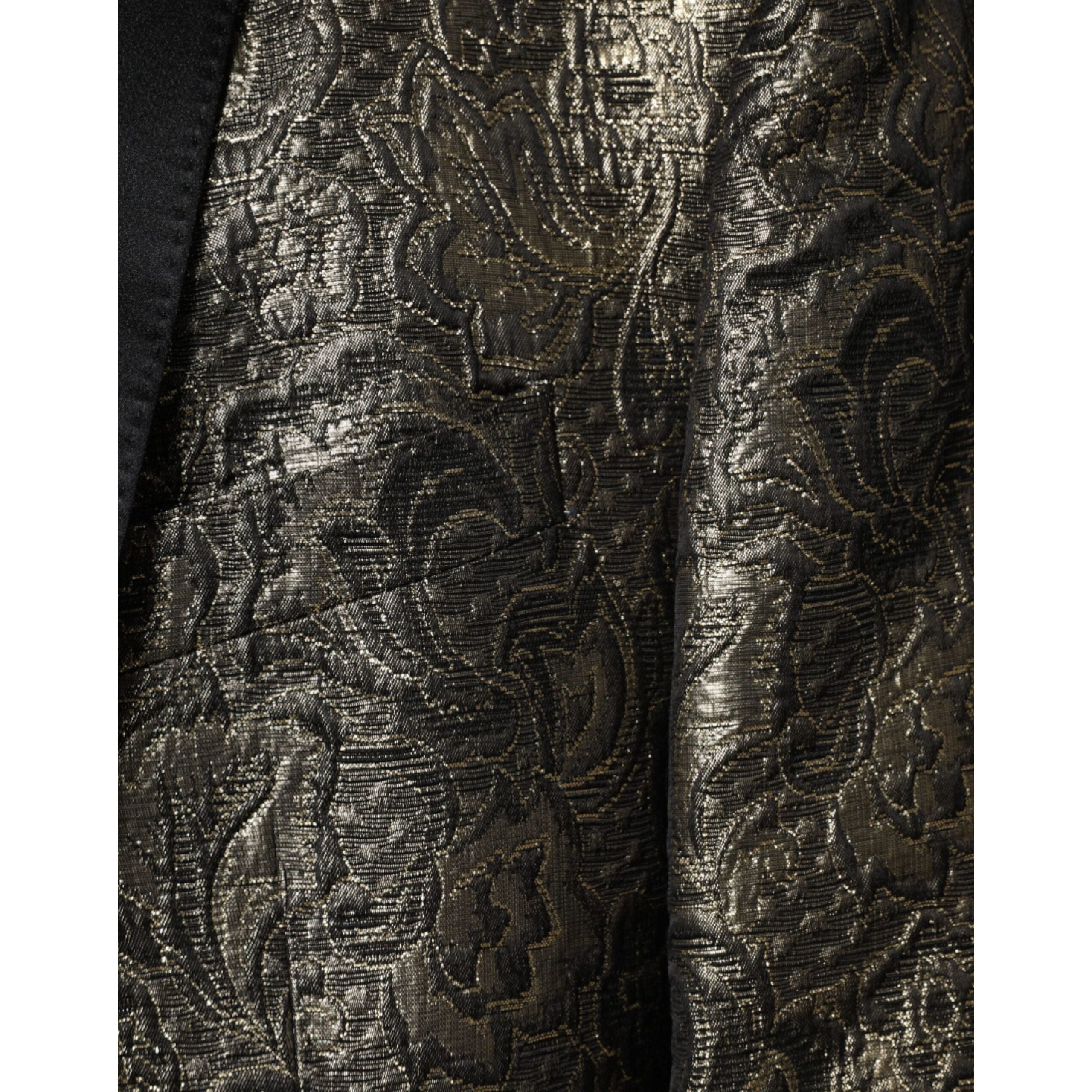 Dolce & Gabbana Gold Jacquard Blazer Coat