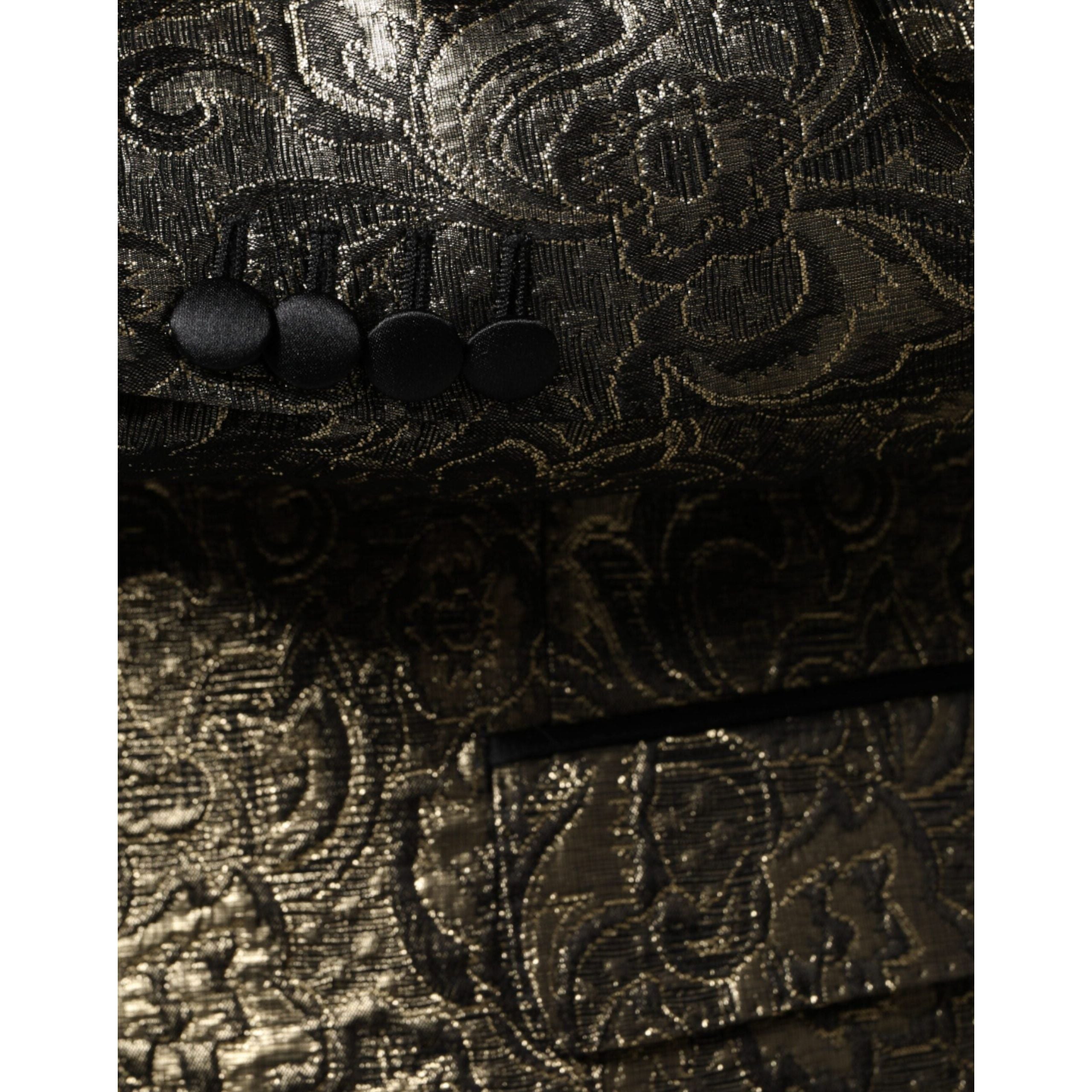 Dolce & Gabbana Gold Jacquard Blazer Coat