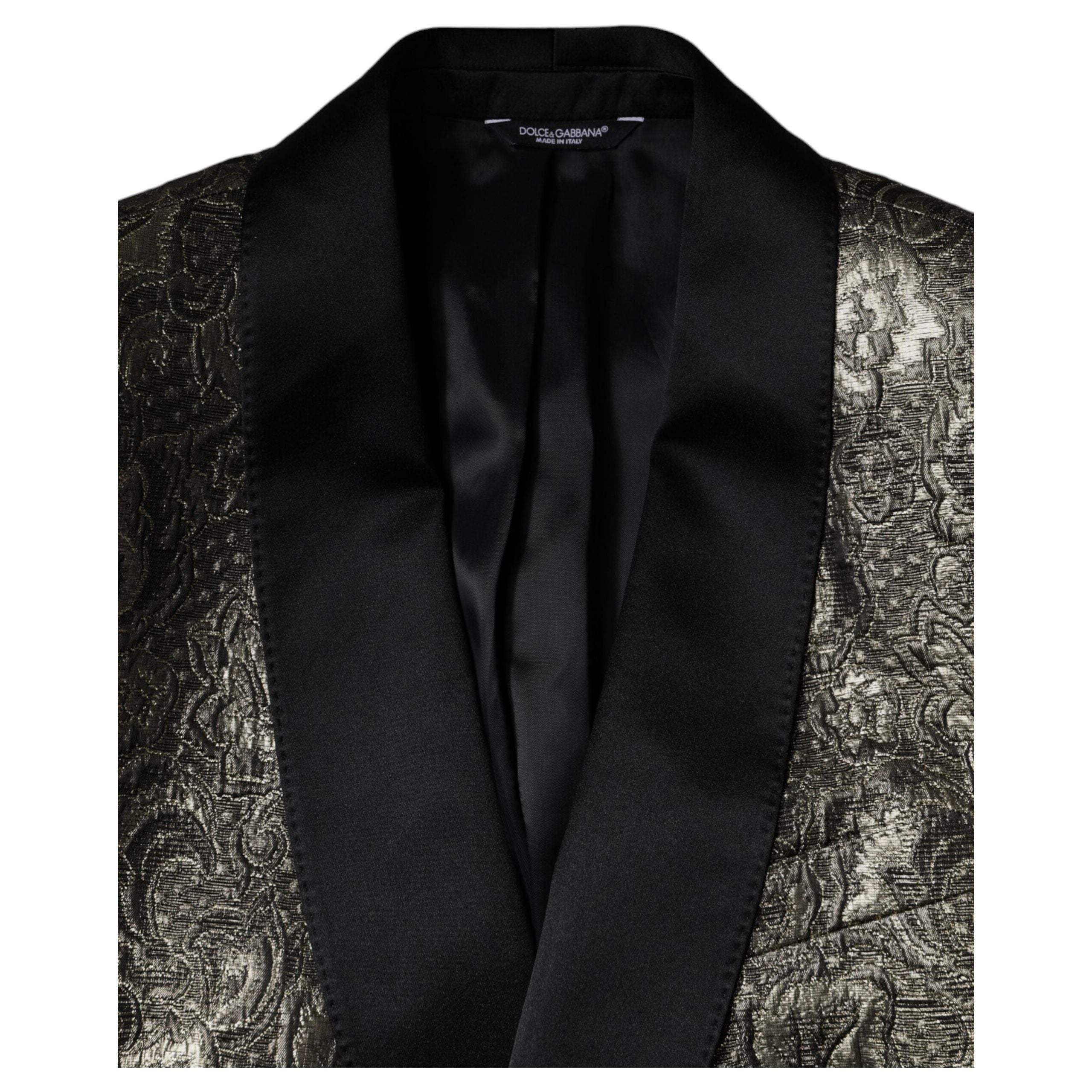 Dolce & Gabbana Gold Jacquard Blazer Coat