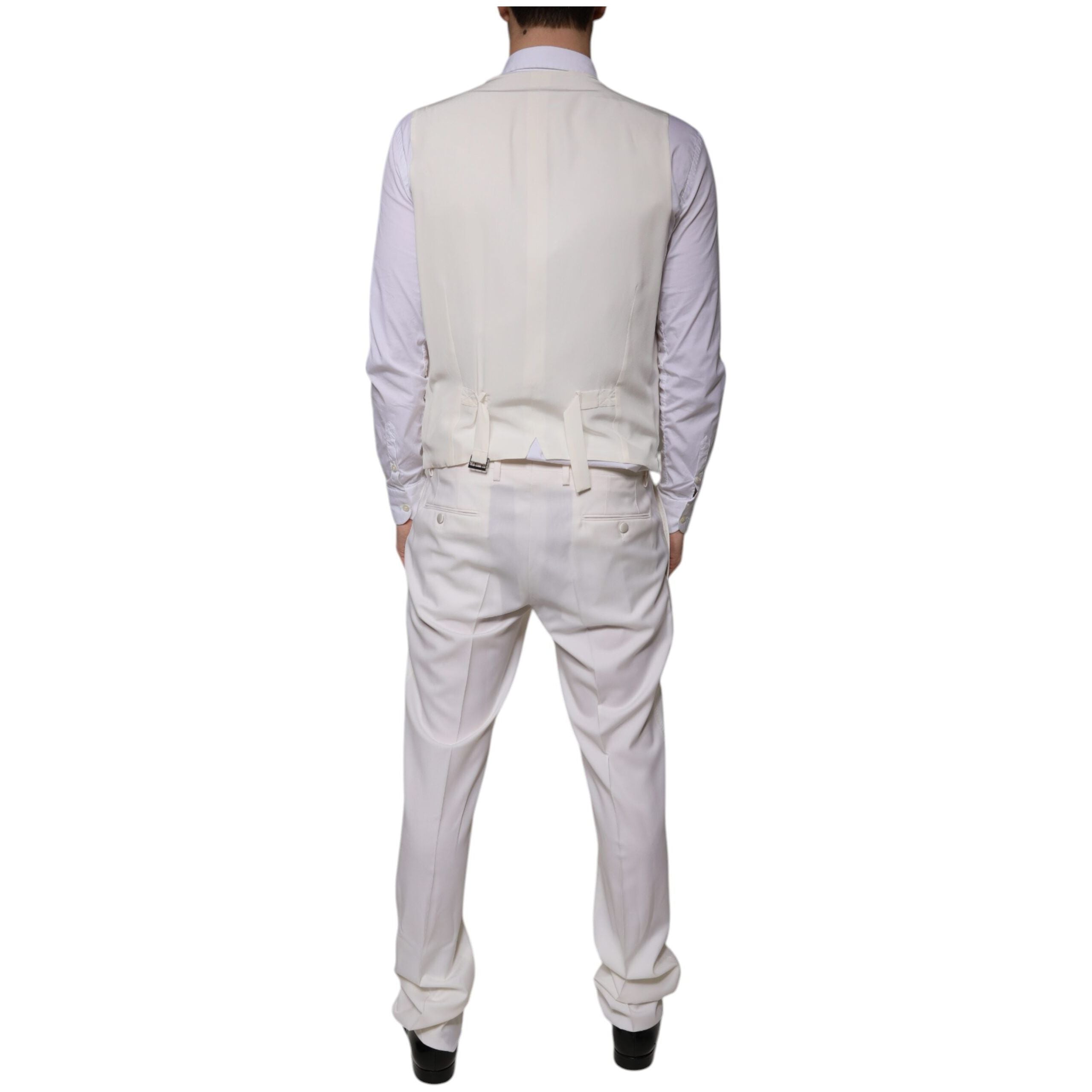 Dolce & Gabbana White Wool Silk 3 Piece SlimFit Formal Suit