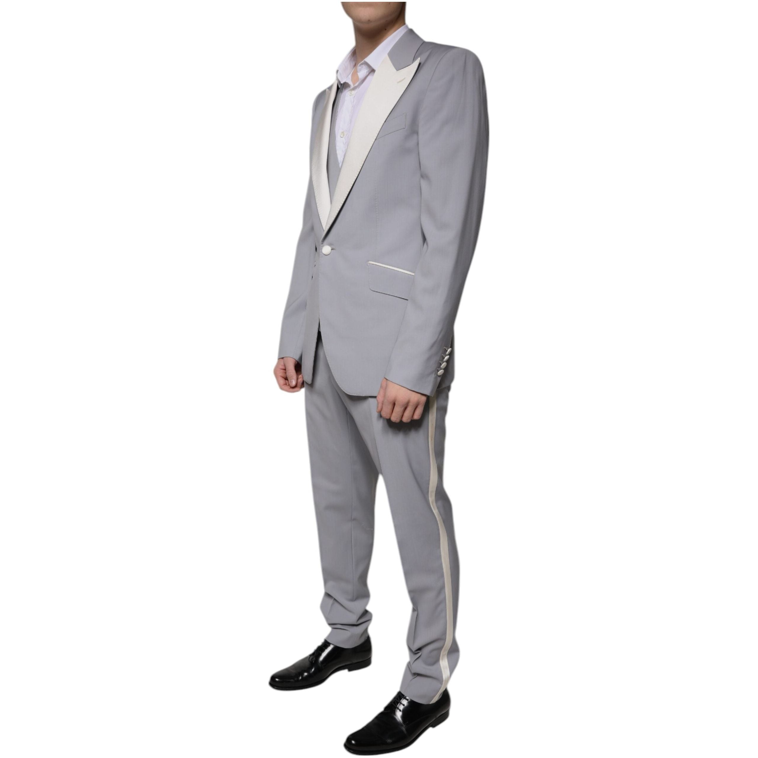 Dolce & Gabbana Gray Wool 3 Piece Slim Fit Formal Suit