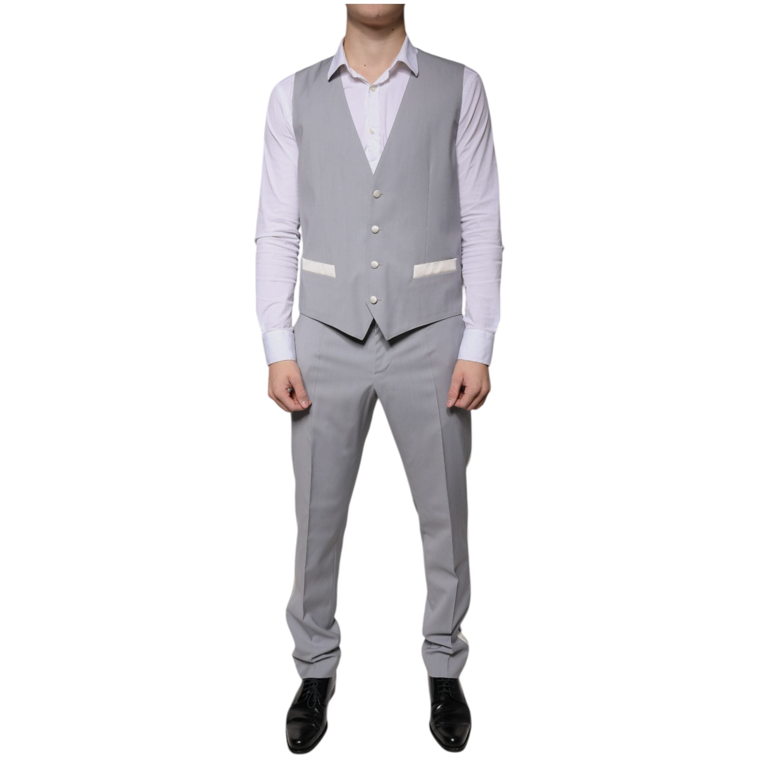 Dolce & Gabbana Gray Wool 3 Piece Slim Fit Formal Suit