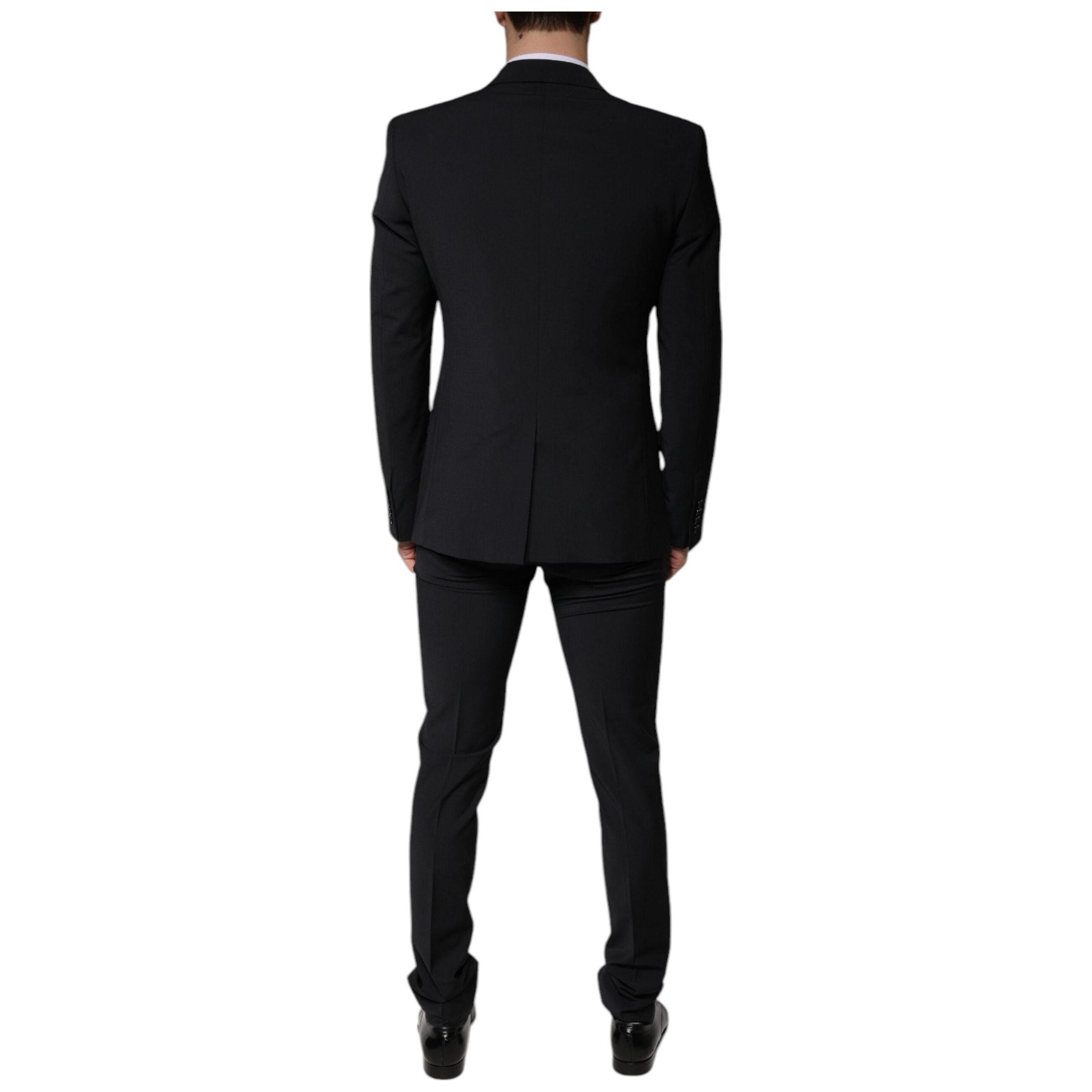 Dolce & Gabbana Black Wool 3 Piece Slim Fit Formal Suit