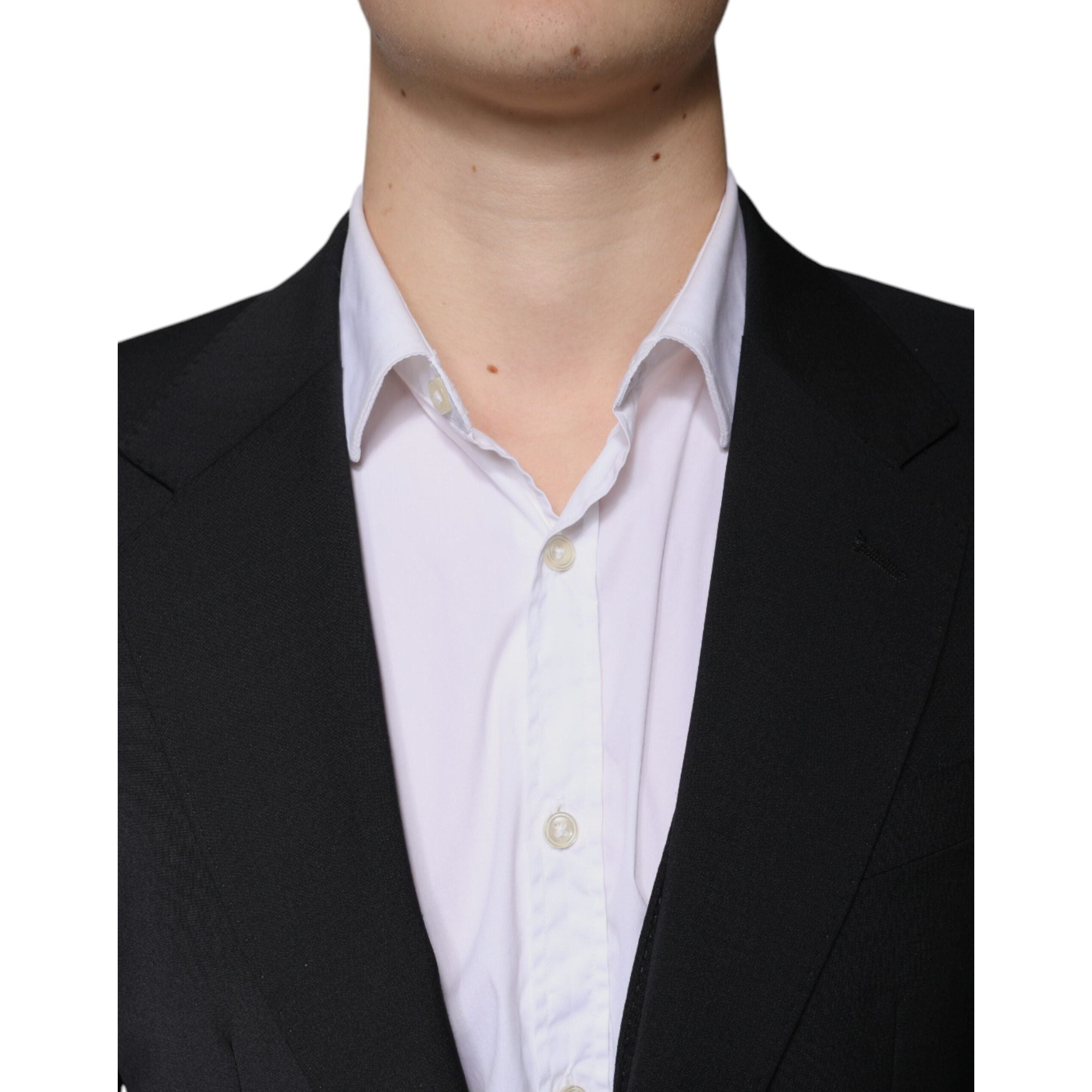 Dolce & Gabbana Black Wool 3 Piece Slim Fit Formal Suit