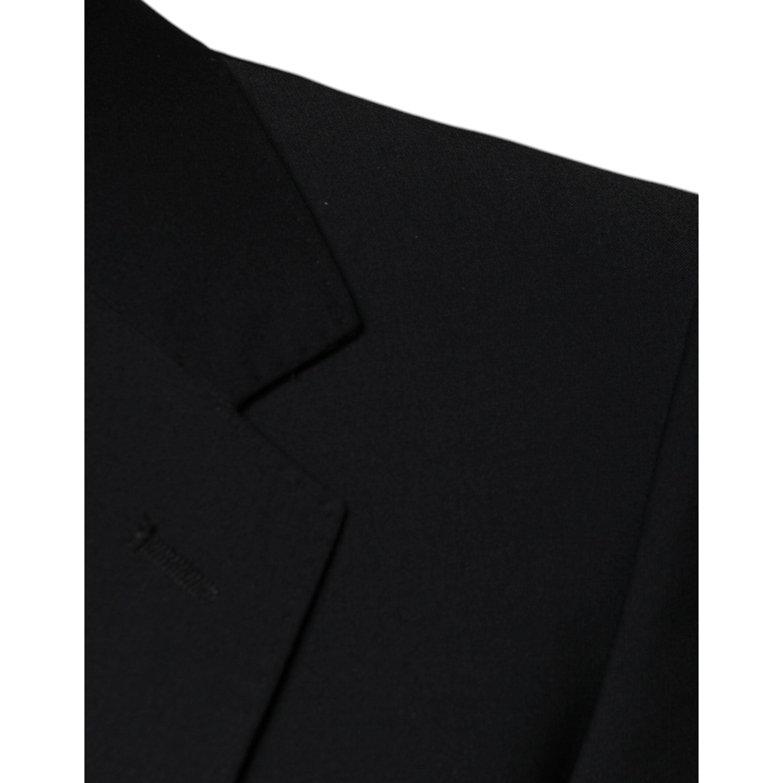 Dolce & Gabbana Black Wool 3 Piece Slim Fit Formal Suit