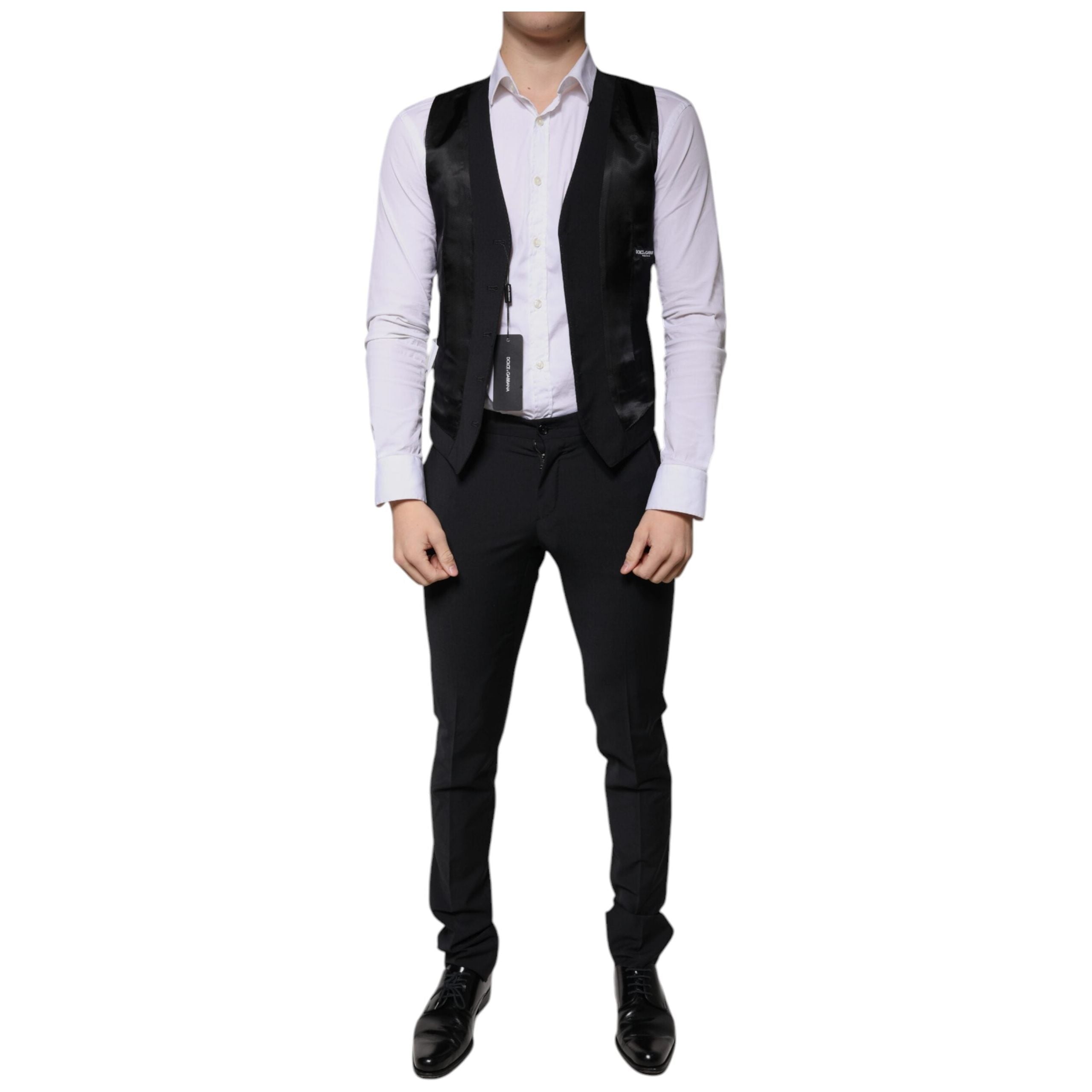 Dolce & Gabbana Black Wool 3 Piece Slim Fit Formal Suit
