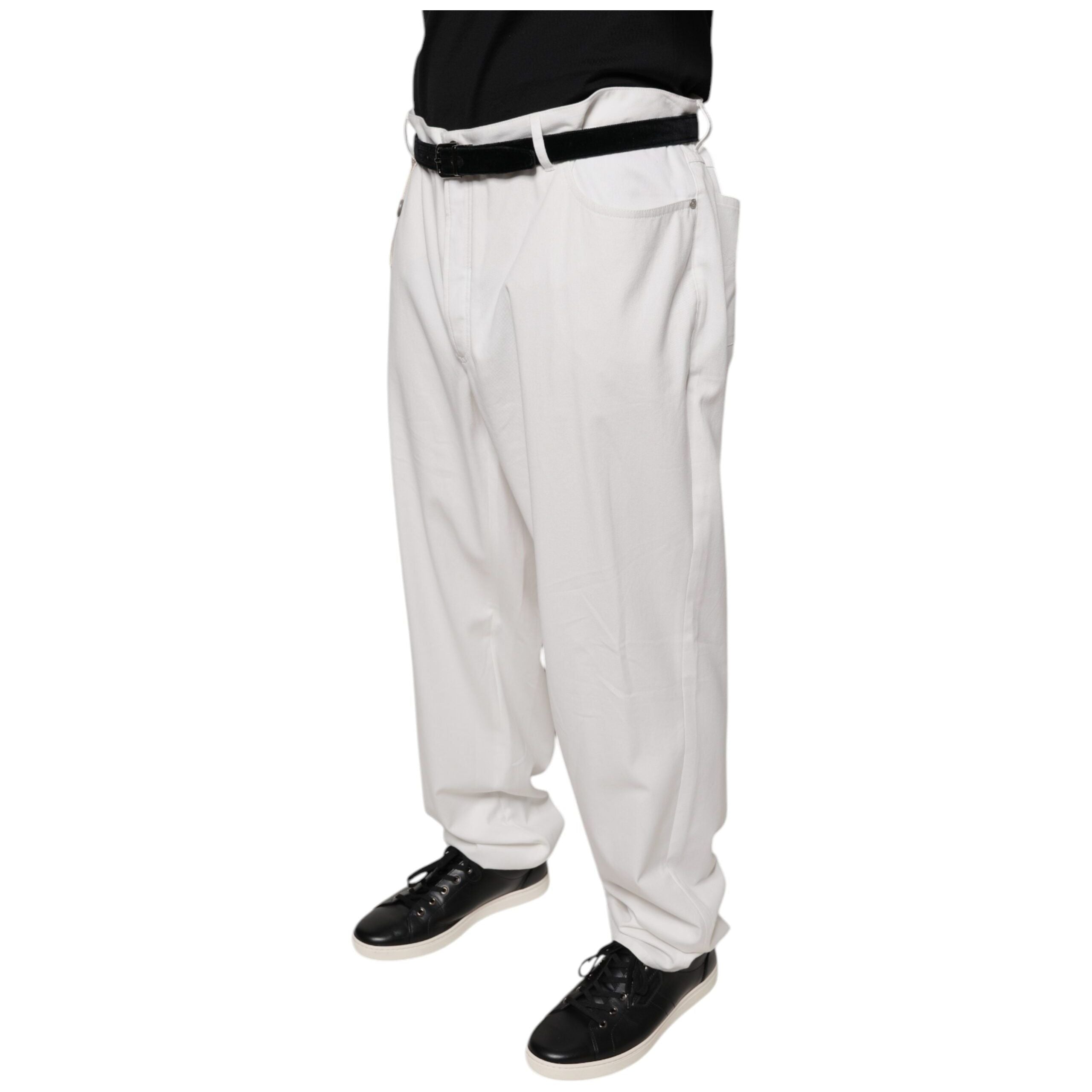 Brunello Cucinelli White Cotton Dress Tapered Pants