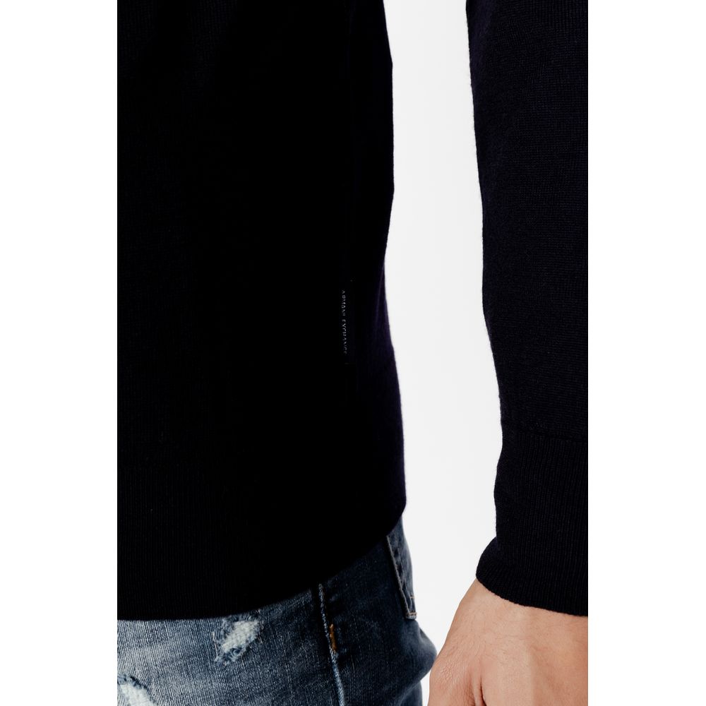 Armani Exchange Blue Wool T-Shirt for Effortless Elegance