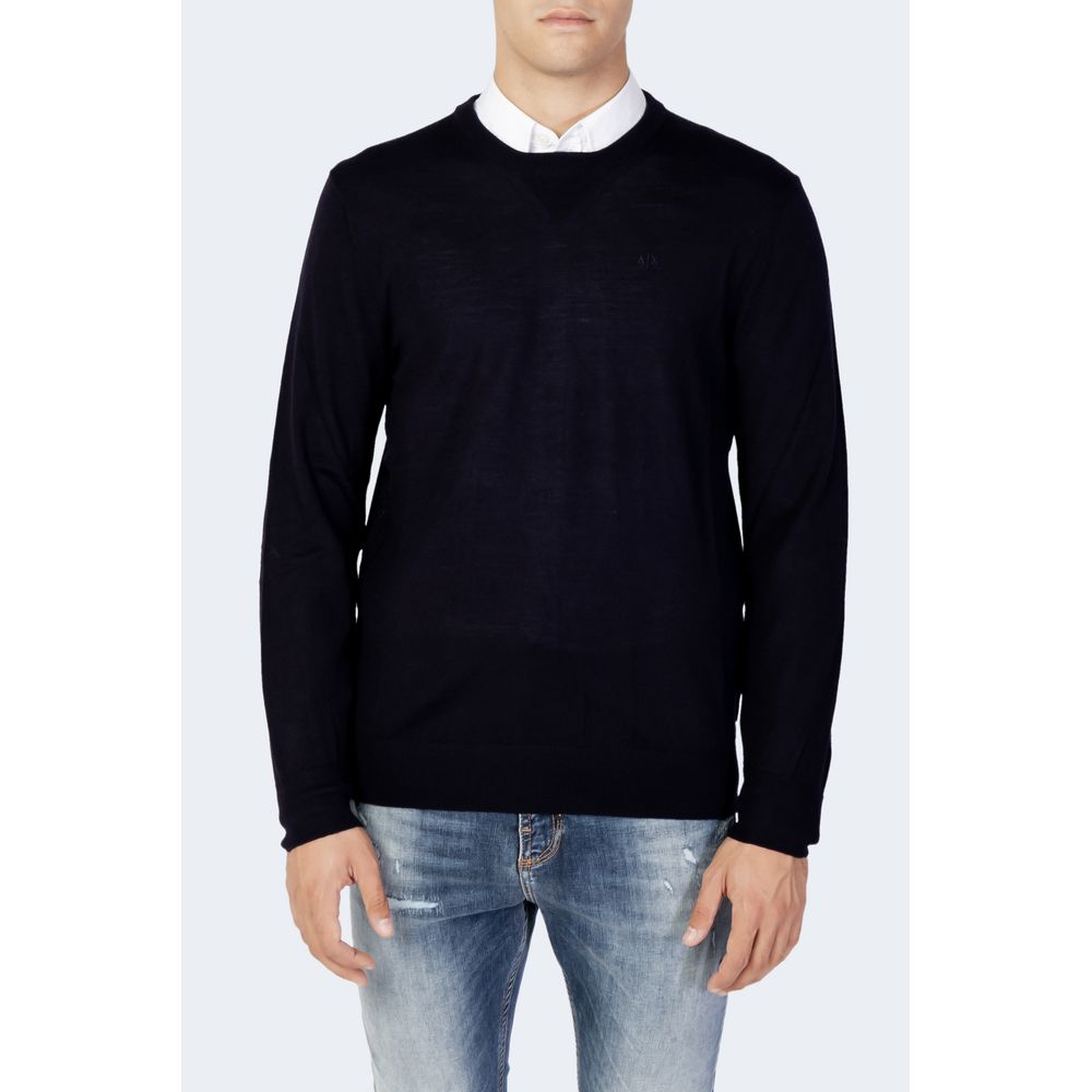 Armani Exchange Blue Wool T-Shirt for Effortless Elegance