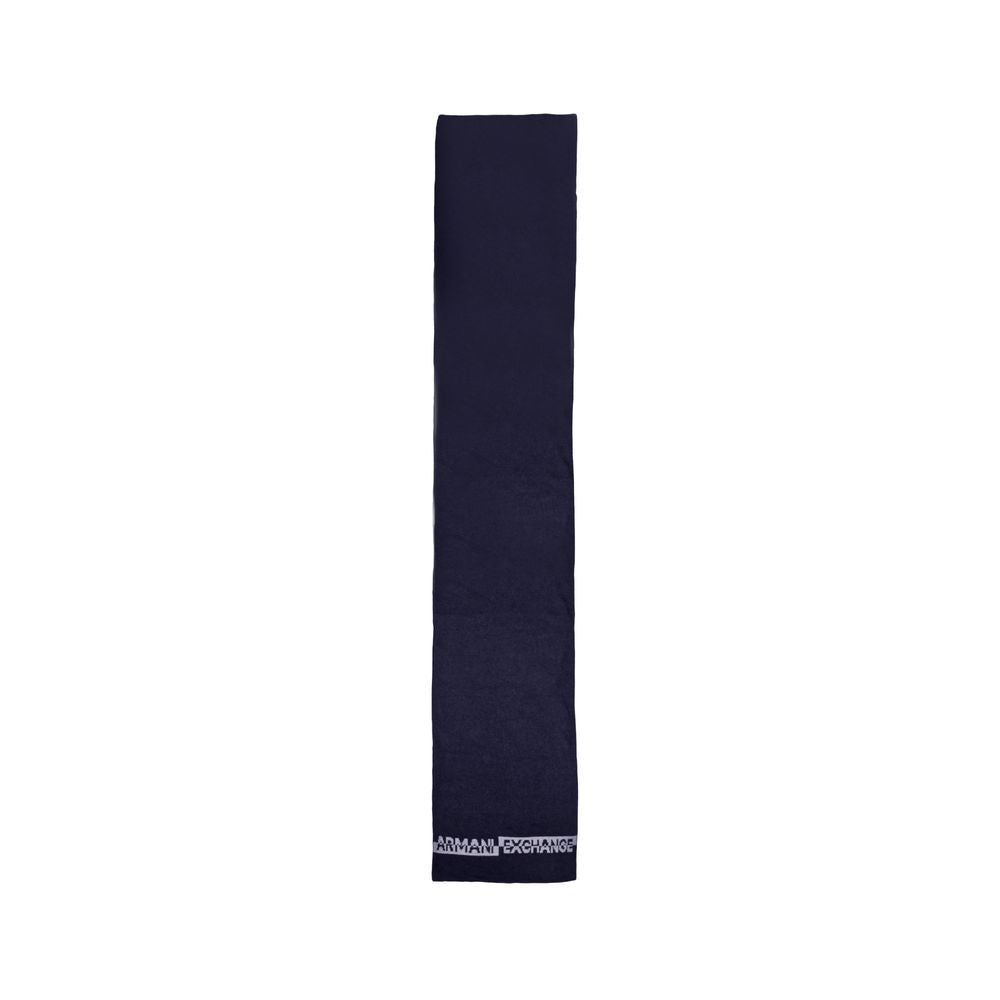Armani Exchange Blue Wool Scarf for Elevated Style