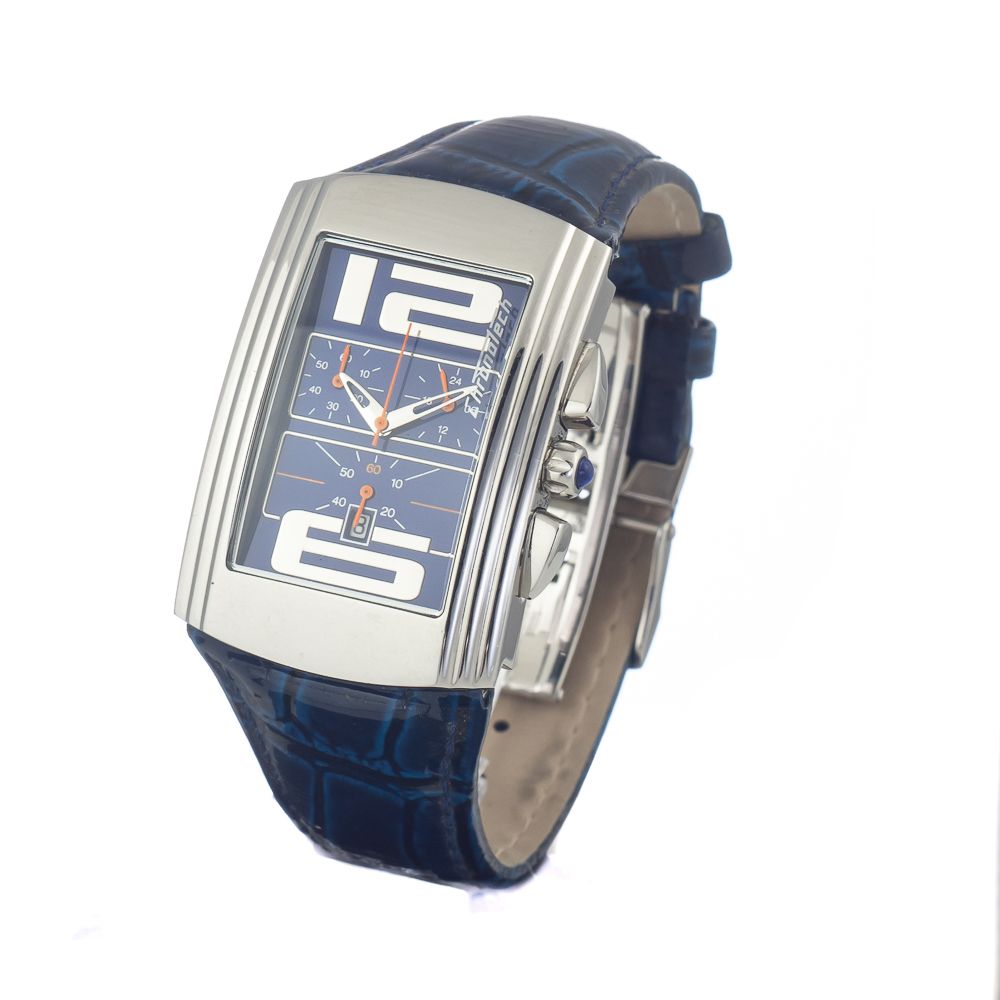 Chronotech Blue Leather Watch with Timeless Elegance