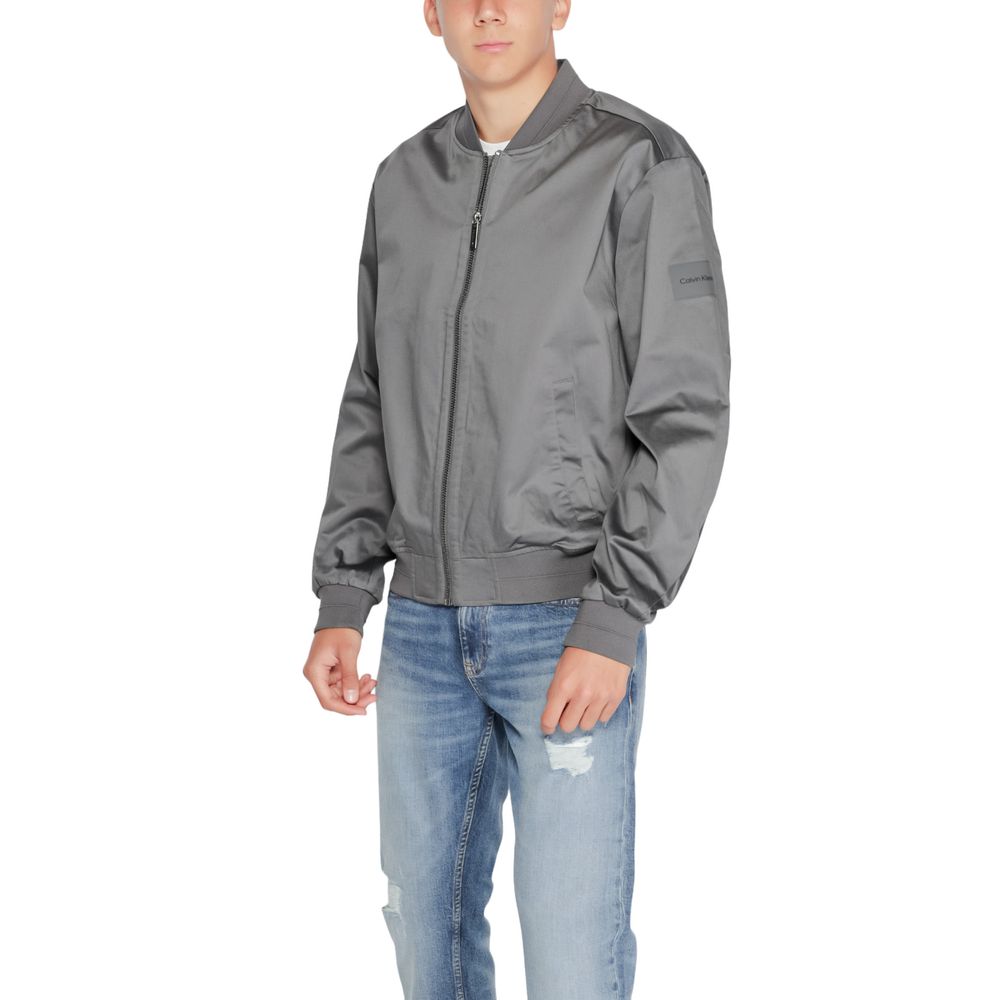 Calvin Klein Gray Organic Cotton Jacket for Sophisticated Style