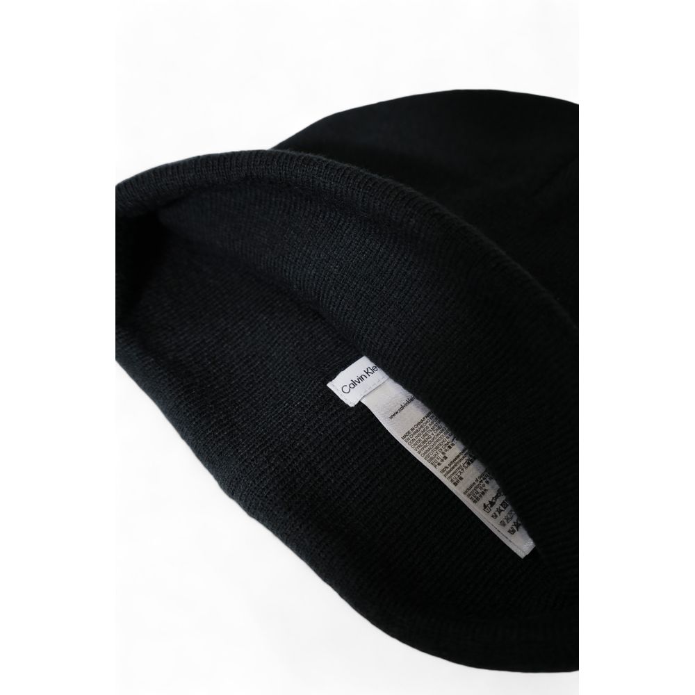 Calvin Klein Black Wool Beanie for Elevated Style